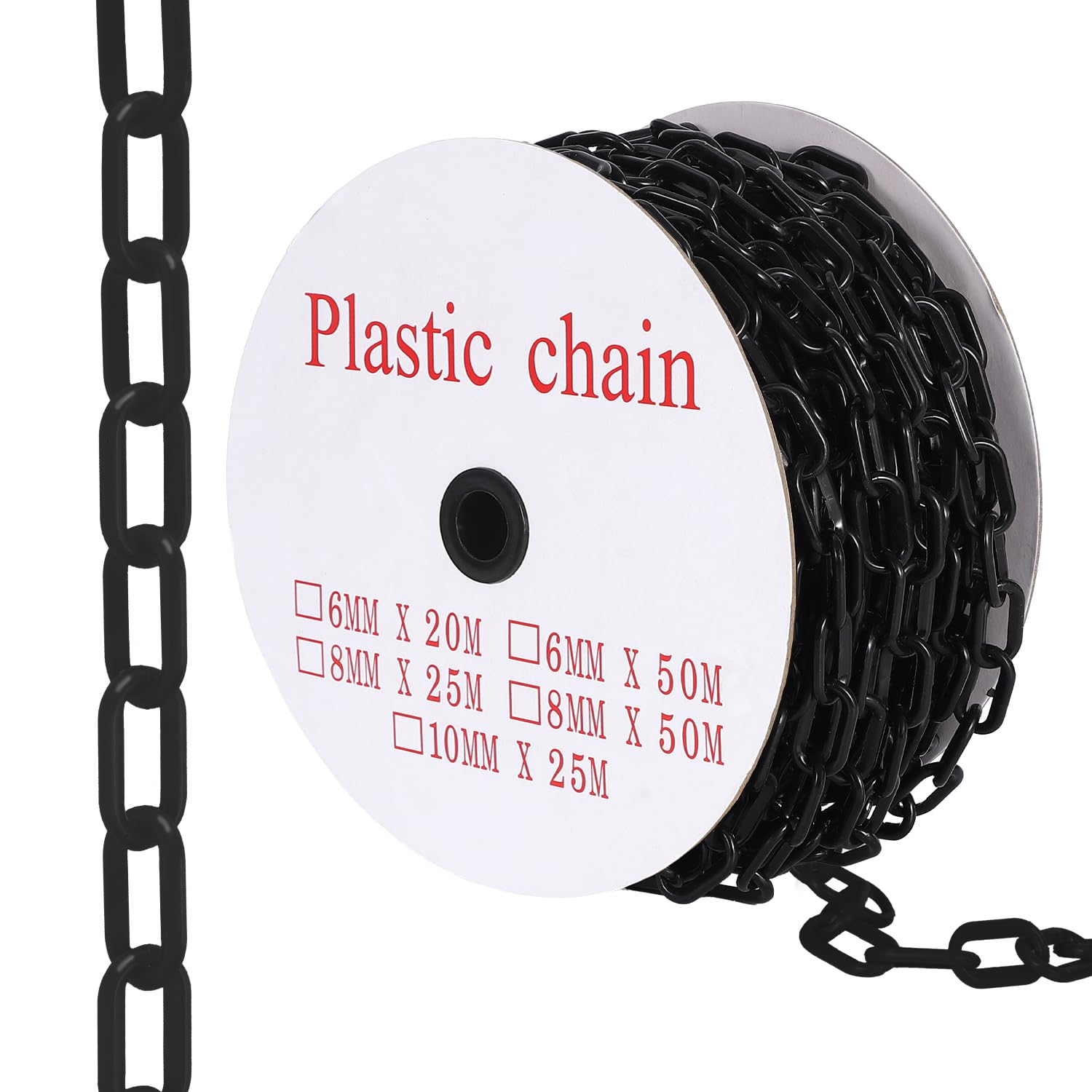 GarveeLife 240FT Plastic Chain Black Safety Barrier Chain with 50 Hooks 1.5 Inch Large Links 6MM Thick UV Resistant Plastic Chain Links for Crowd Control Parking Lots Driveways Construction Queue Lines #Q2KDG1PLNAW7O6K7LBS