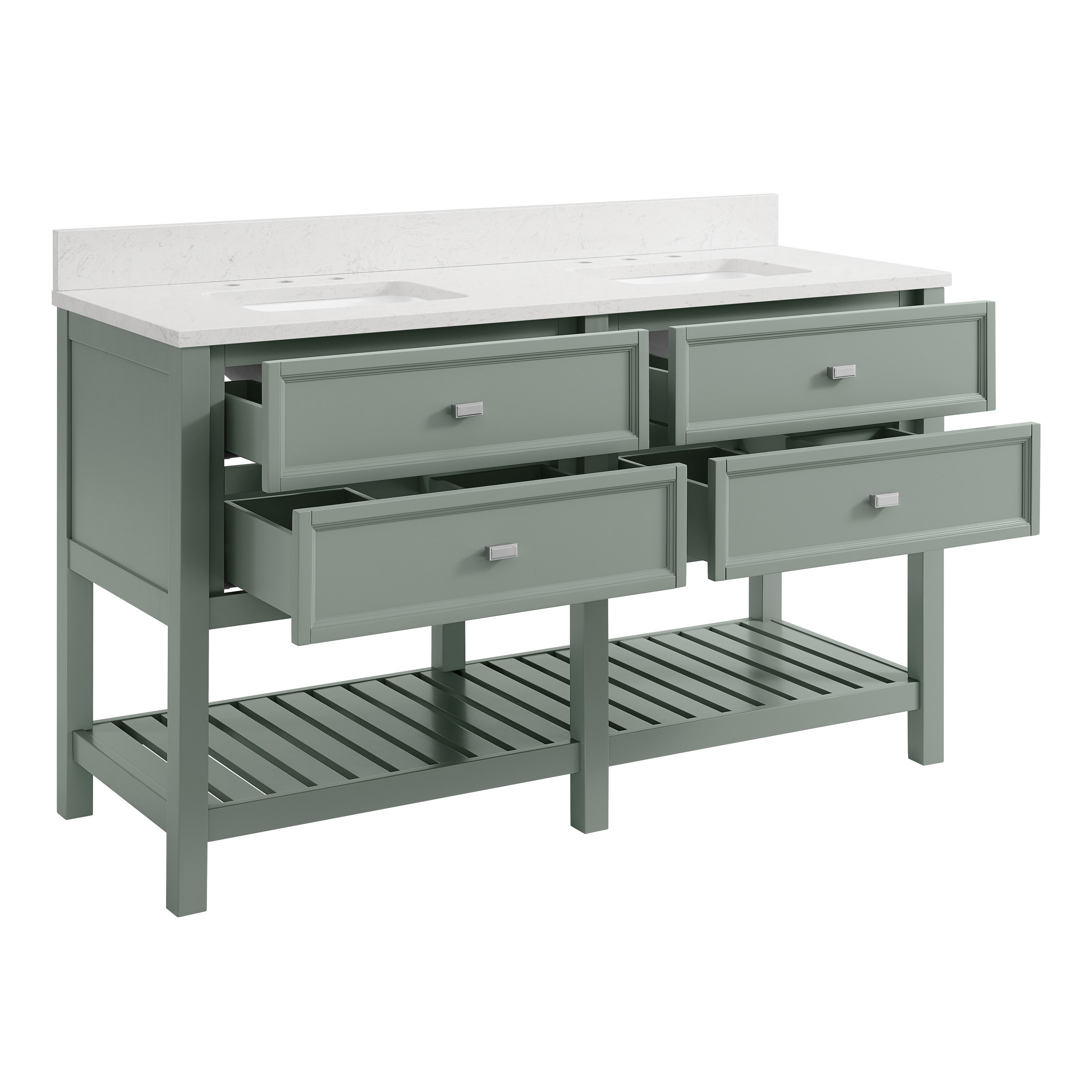 allen + roth Canterbury 60-in Sea Green Undermount Double Sink Bathroom ...