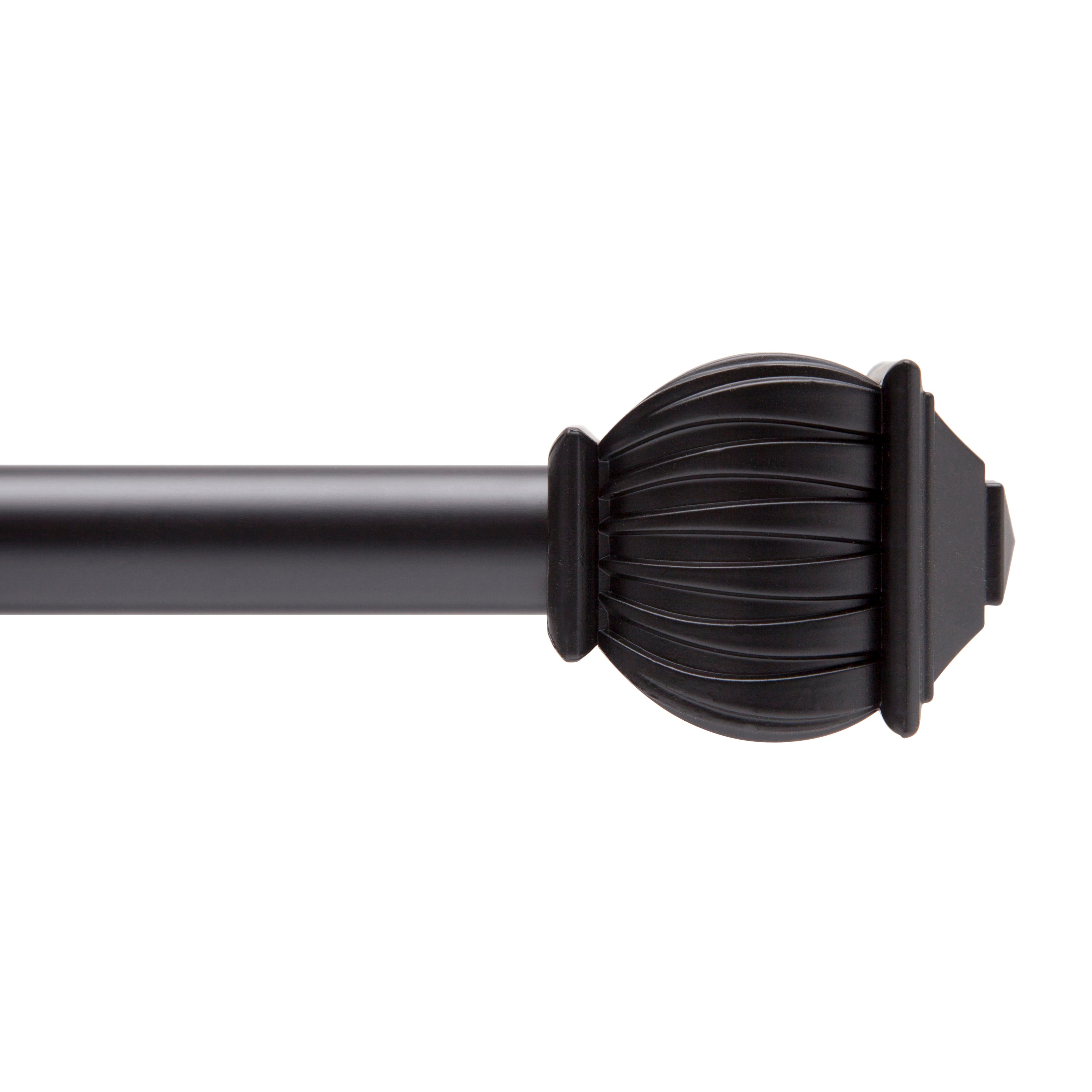 Kenney KN71709V1 Beckett 48-in to 86-in Black Steel Single curtain rod with Finials
