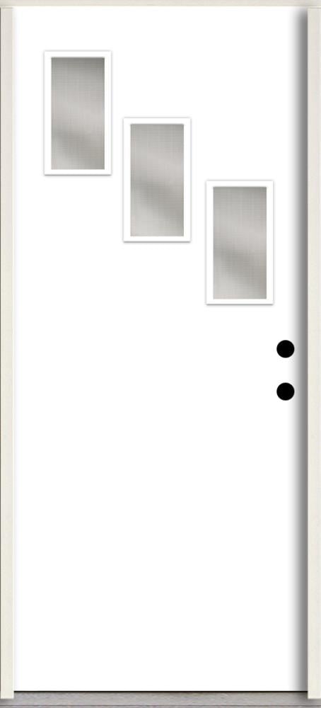 RELIABILT LO1062447 Spotlights 36-in x 80-in x 4-5/8-in Fiberglass 1/4 lite Left-hand inswing Primed Unfinished Prehung Front Door Insulating core