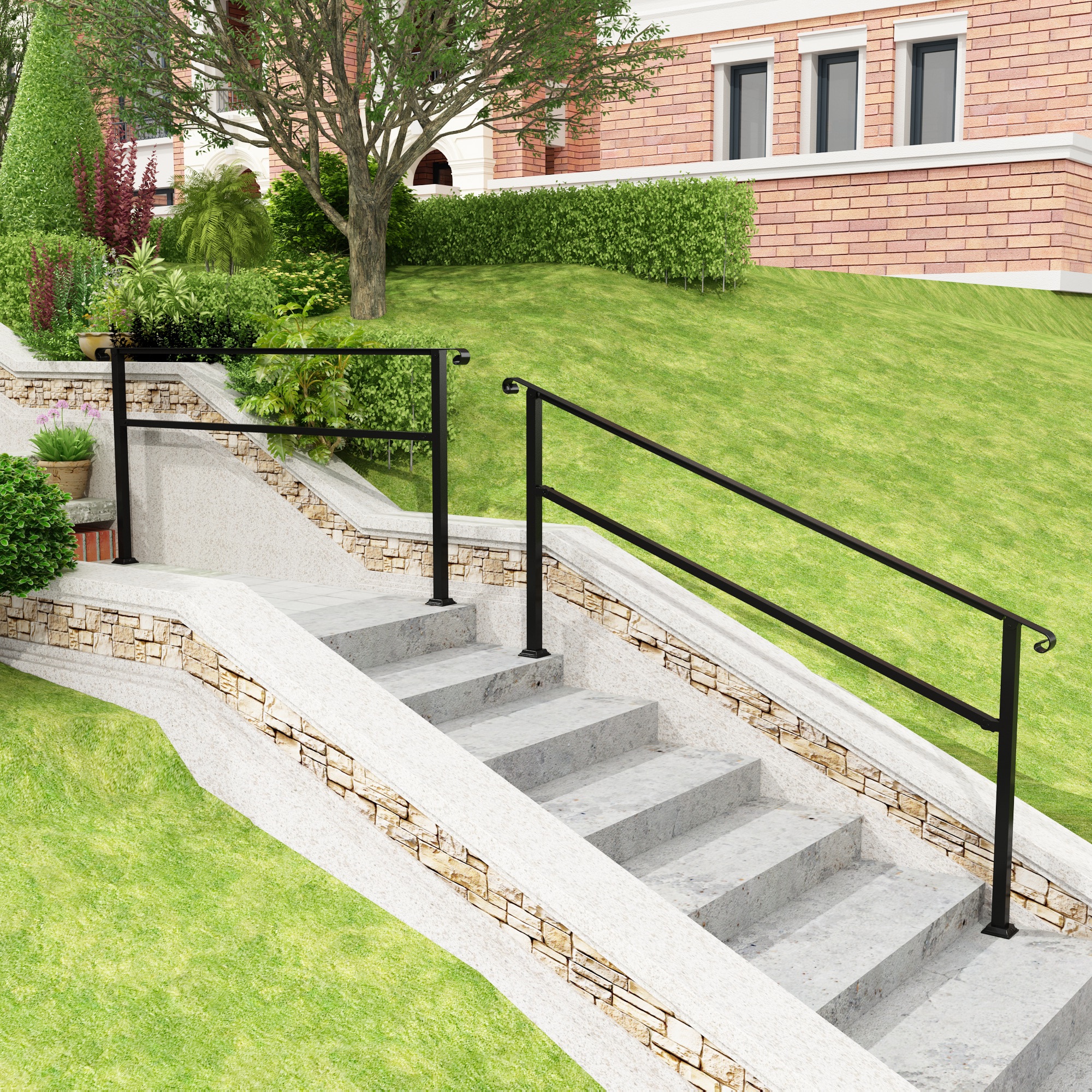 MIDHAM KF170366-04 3.3-Inches x 82.1-Inches Black Finished Aluminum Handrail
