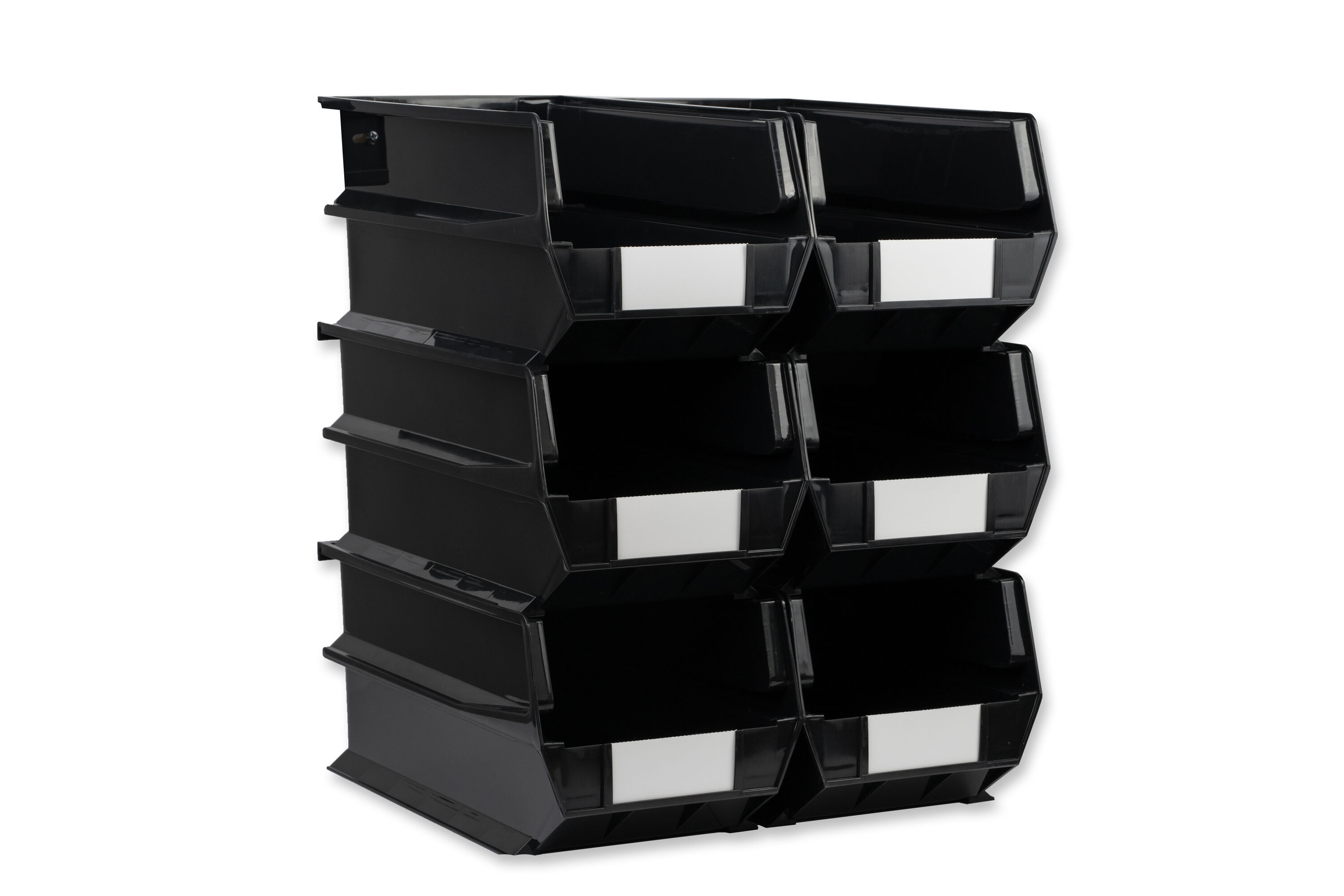 Triton Products 3-240BK 6 -Pack ( 8.25-in W x 7-in H x 14.75-in D ) Black Polypropylene Stackable Bin