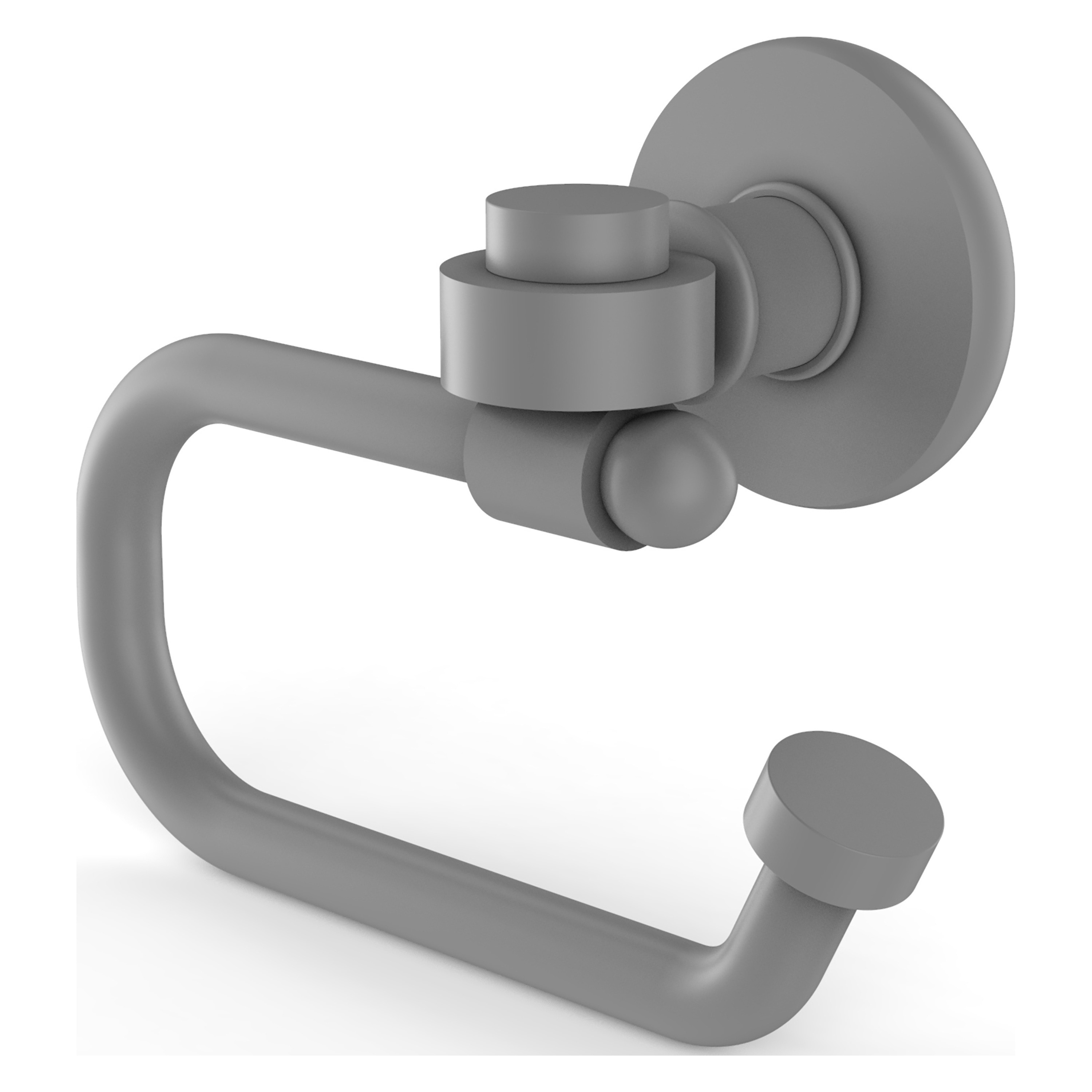 Allied Brass 2024E-GYM Continental Matte Gray Wall mount Single post Toilet Paper Holder 1 -Rolls with Storage