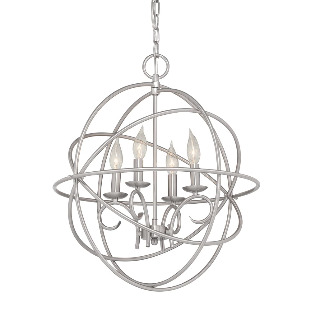 Brushed nickel deals globe chandelier