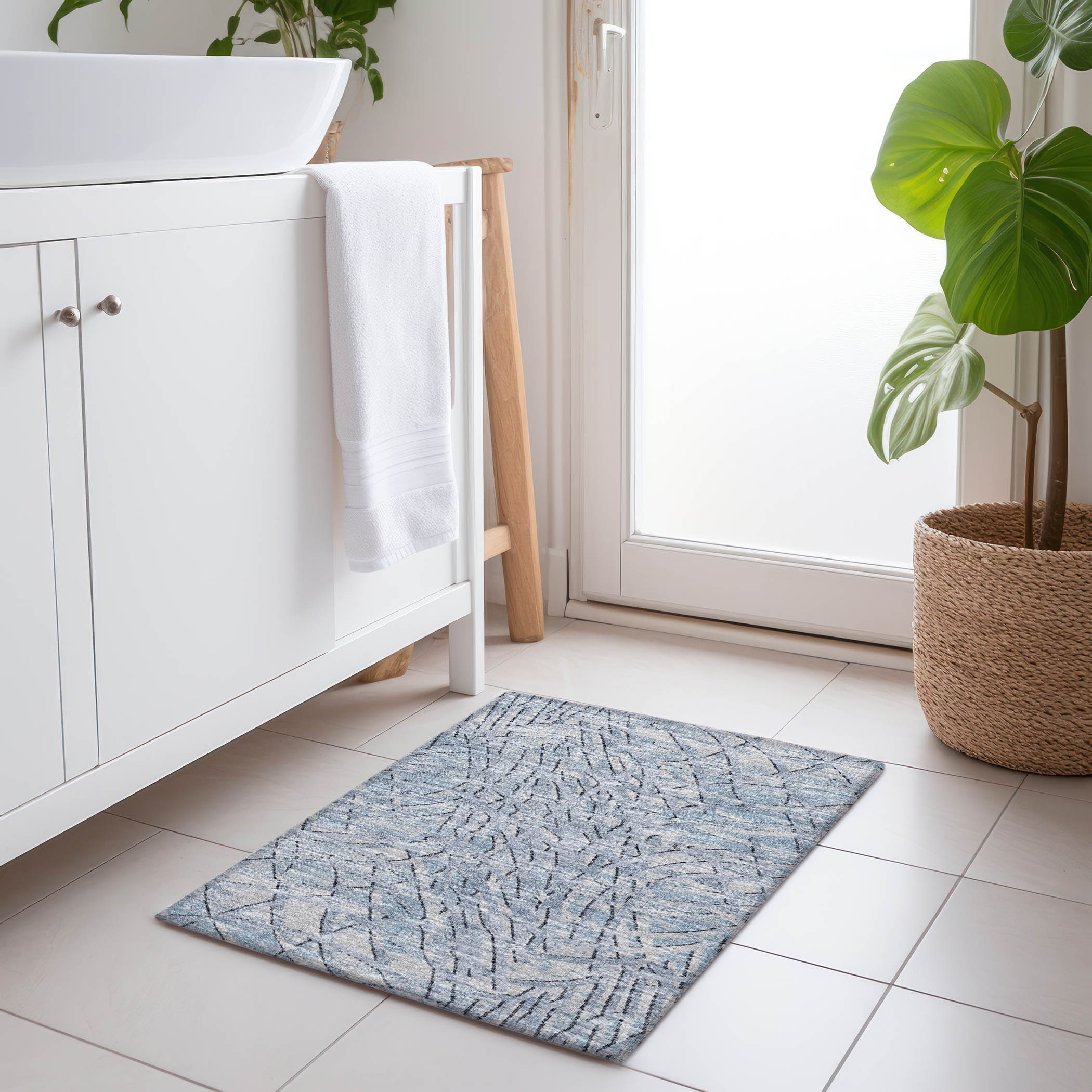 Addison Rugs AMF35BL20X30 Mayfield AMF35BL 2 x 3 (ft) Loomed Polyester Blue Rectangular Indoor Abstract Machine washable Area rug