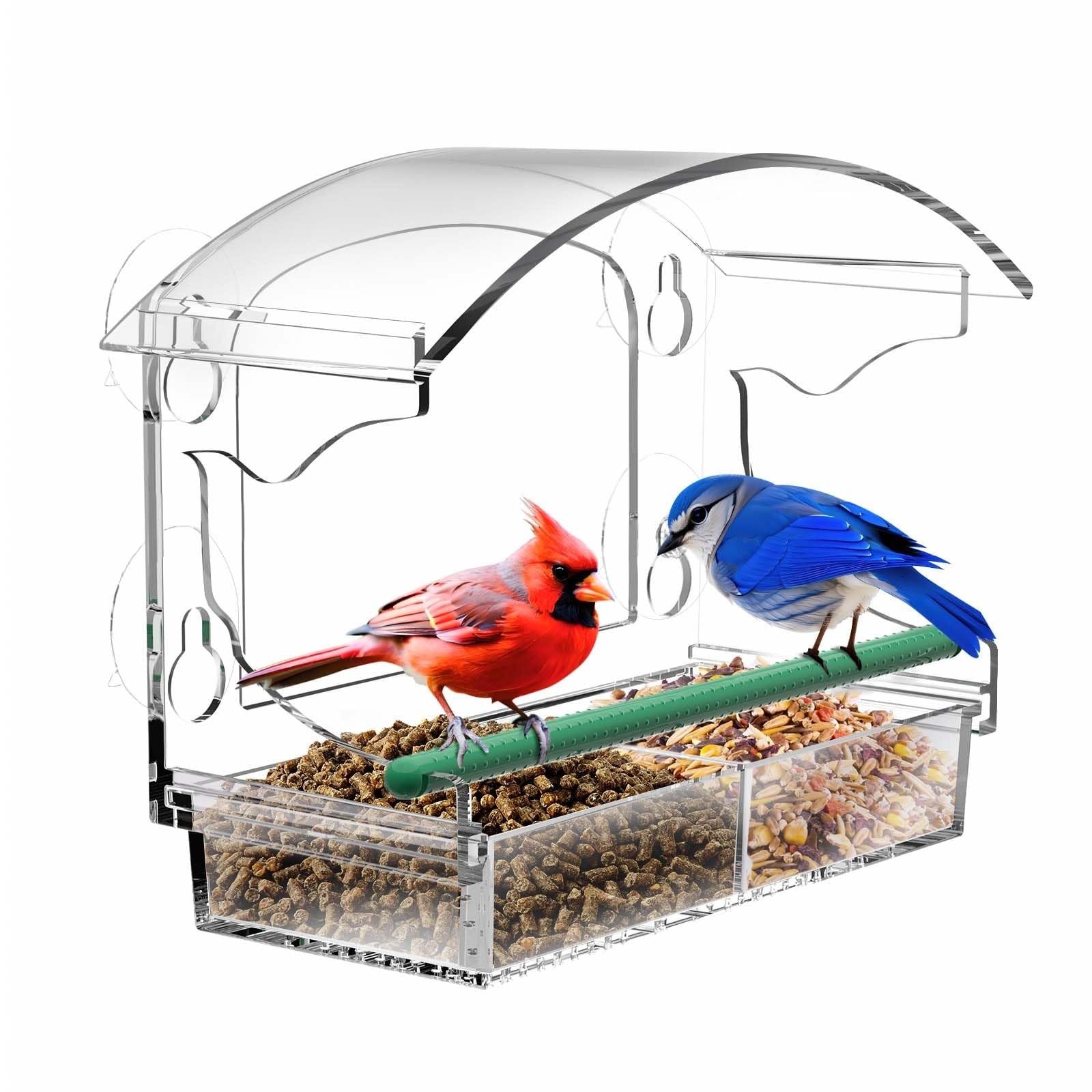 ITOPFOX -  Clear Acrylic Window Bird Feeder for Outside with Strong Suction Cups and Removable Se...