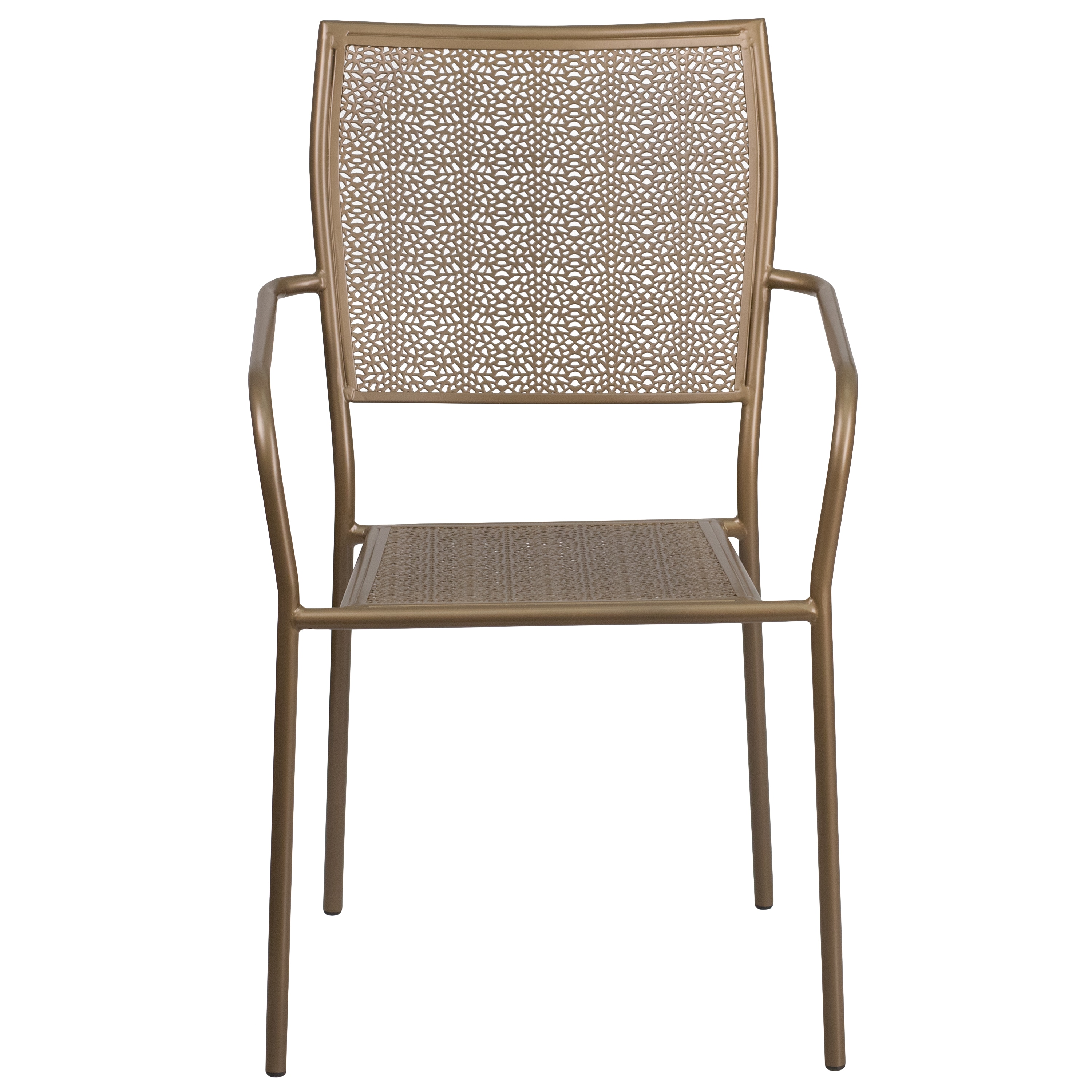 Gold Rain Flower Metal Patio Arm Chair