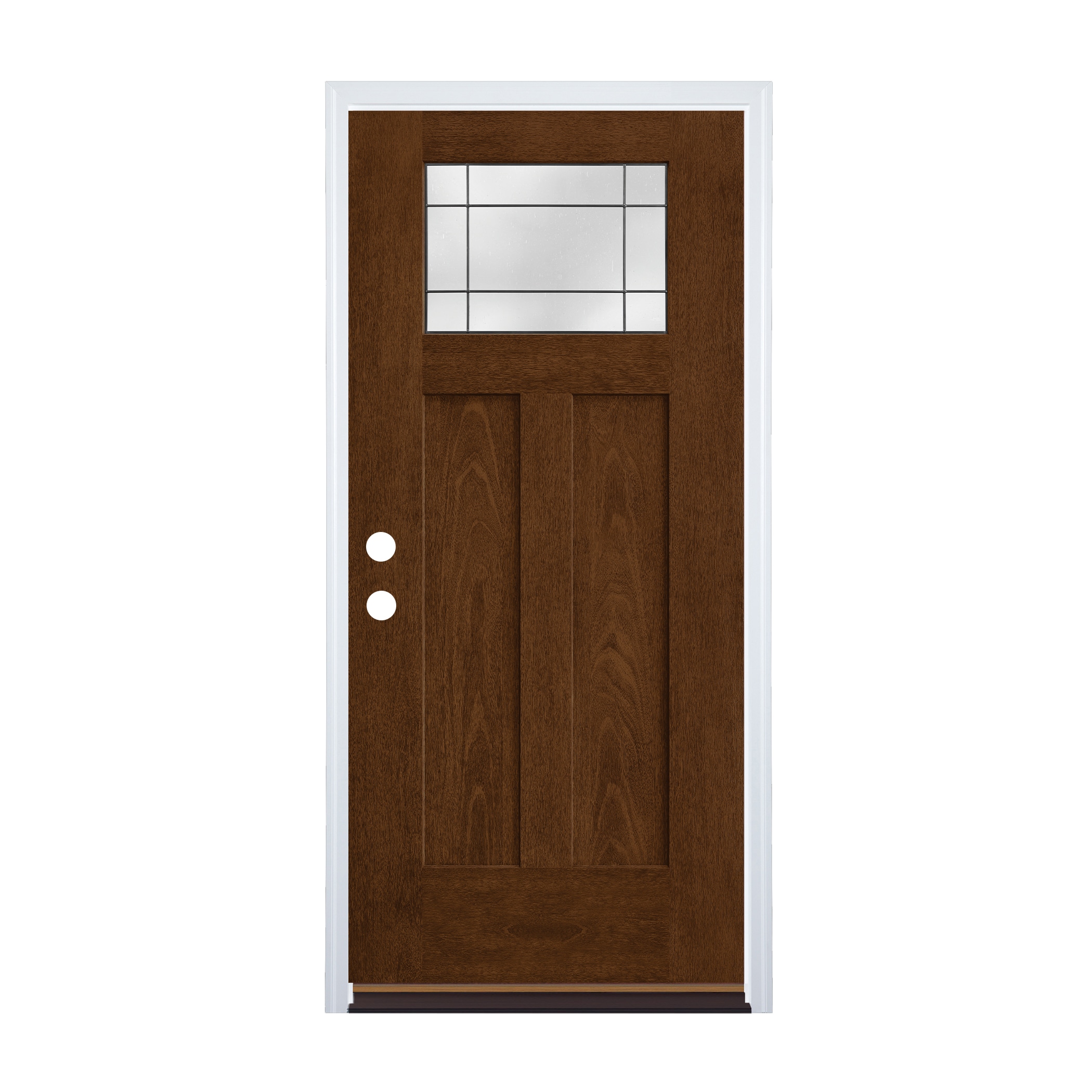 Therma-Tru TT650505SOS Grid Entry Door 36-in x 80-in x 6-9/16-in Fiberglass Craftsman Right-hand inswing Walnut Stained Prehung Front Door with Brickmould Insulating core