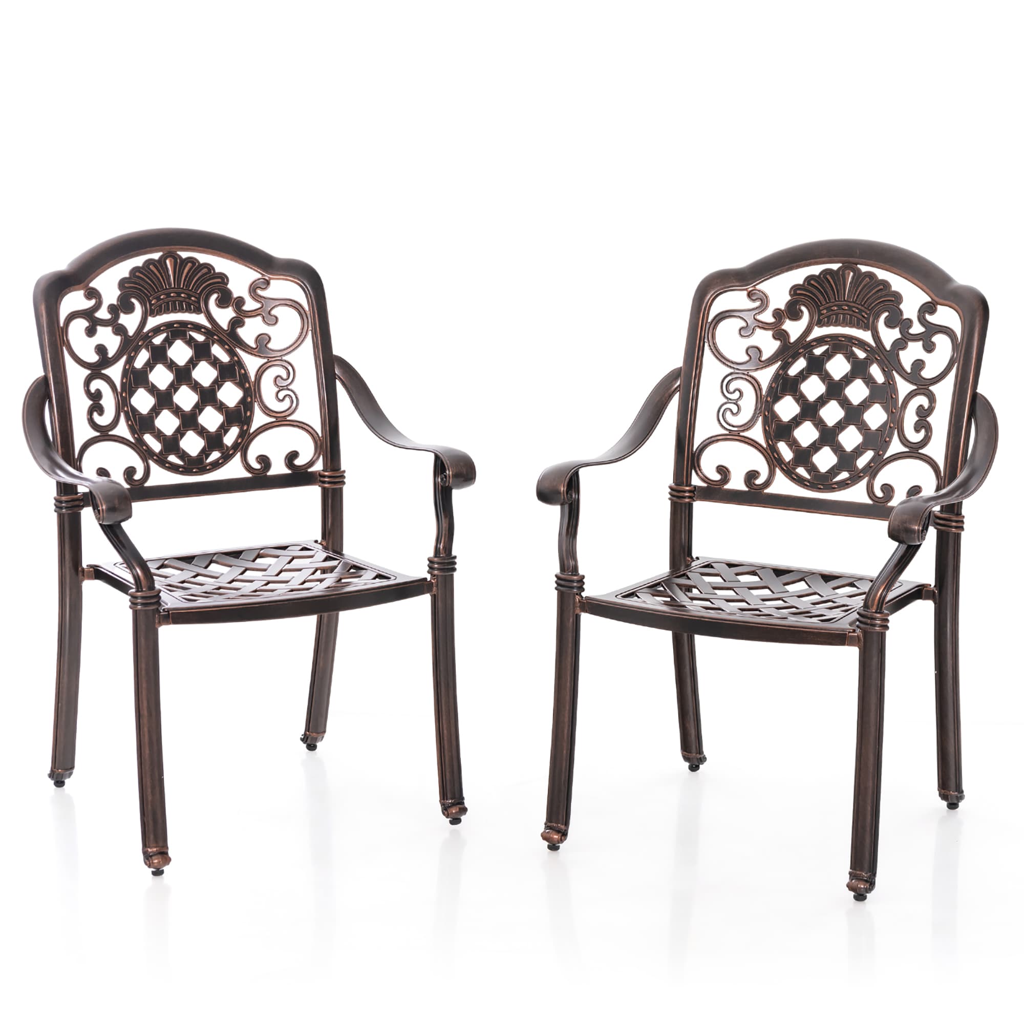 Costway HCST01180 Set of 2 Red Copper Metal Frame Stationary Conversation Chair with Solid Seat