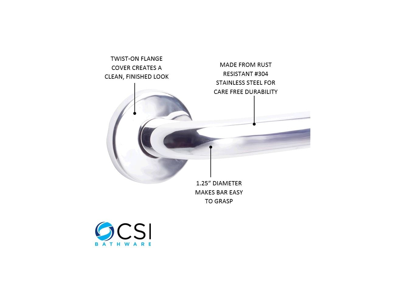 CSI Bathware BAR-HA3030-TW-125-PO Grab-Bars - View #4