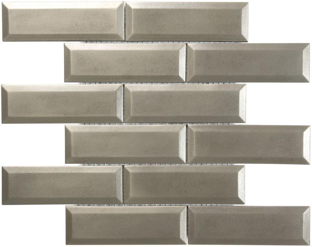 Satori 6001-0003-0 Metal- Nickel 12-in x 12-in Satin Resin Linear Wall Tile (1-sq. ft/ Piece)