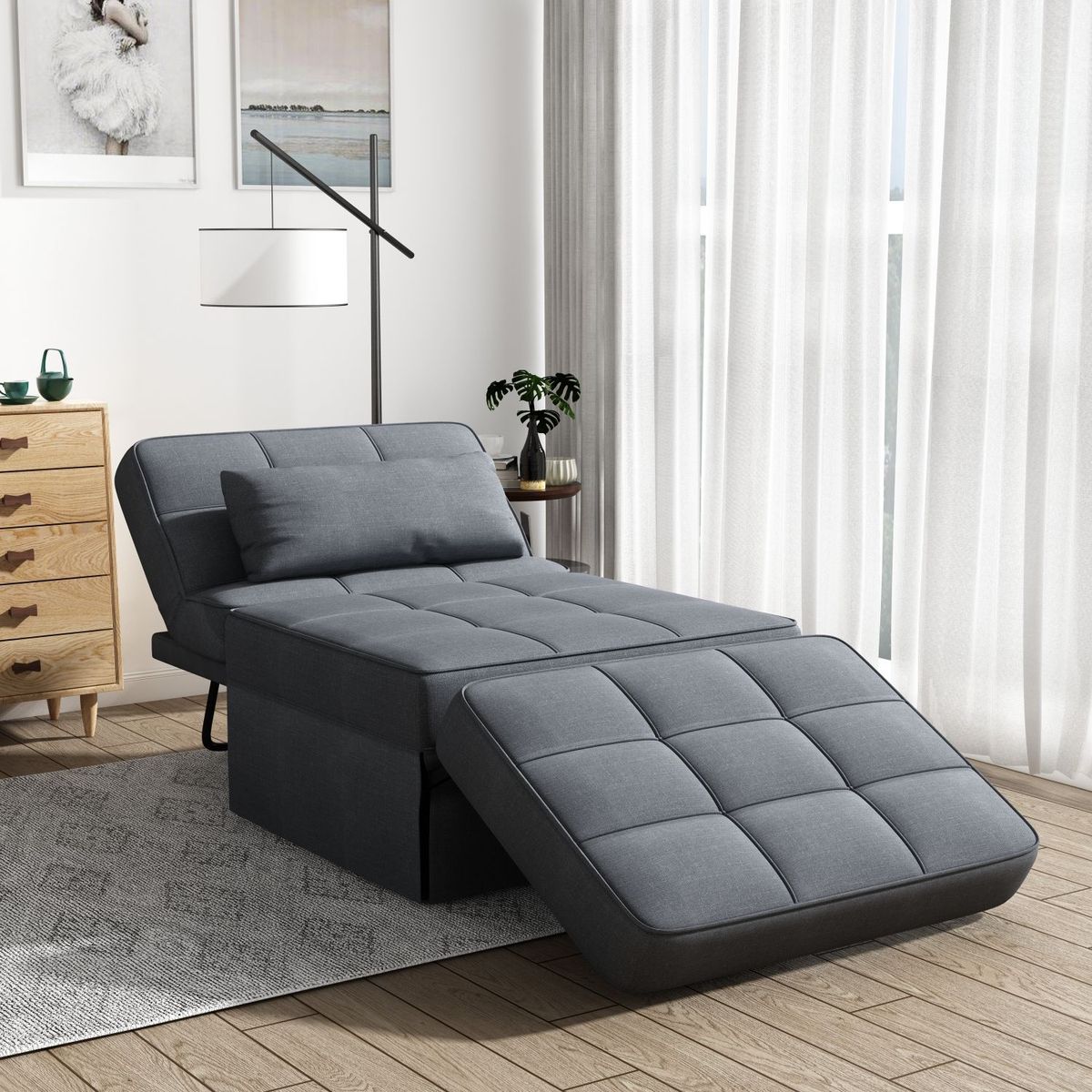 JASMODER W109743658 36.22-Inches Modern Dark Gray Sofa