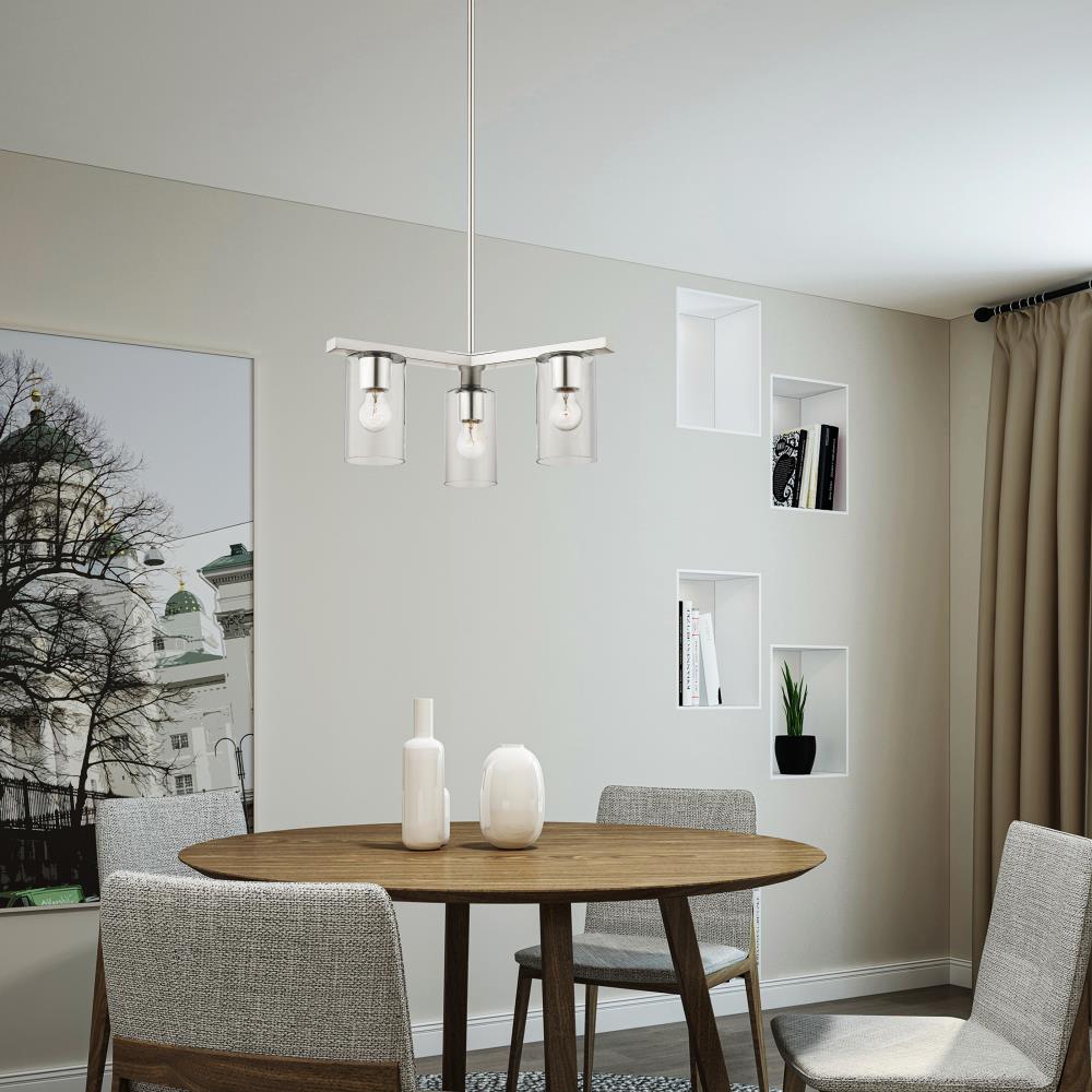 Zurich Elegance 3-Light Brushed Nickel Chandelier with Clear Glass
