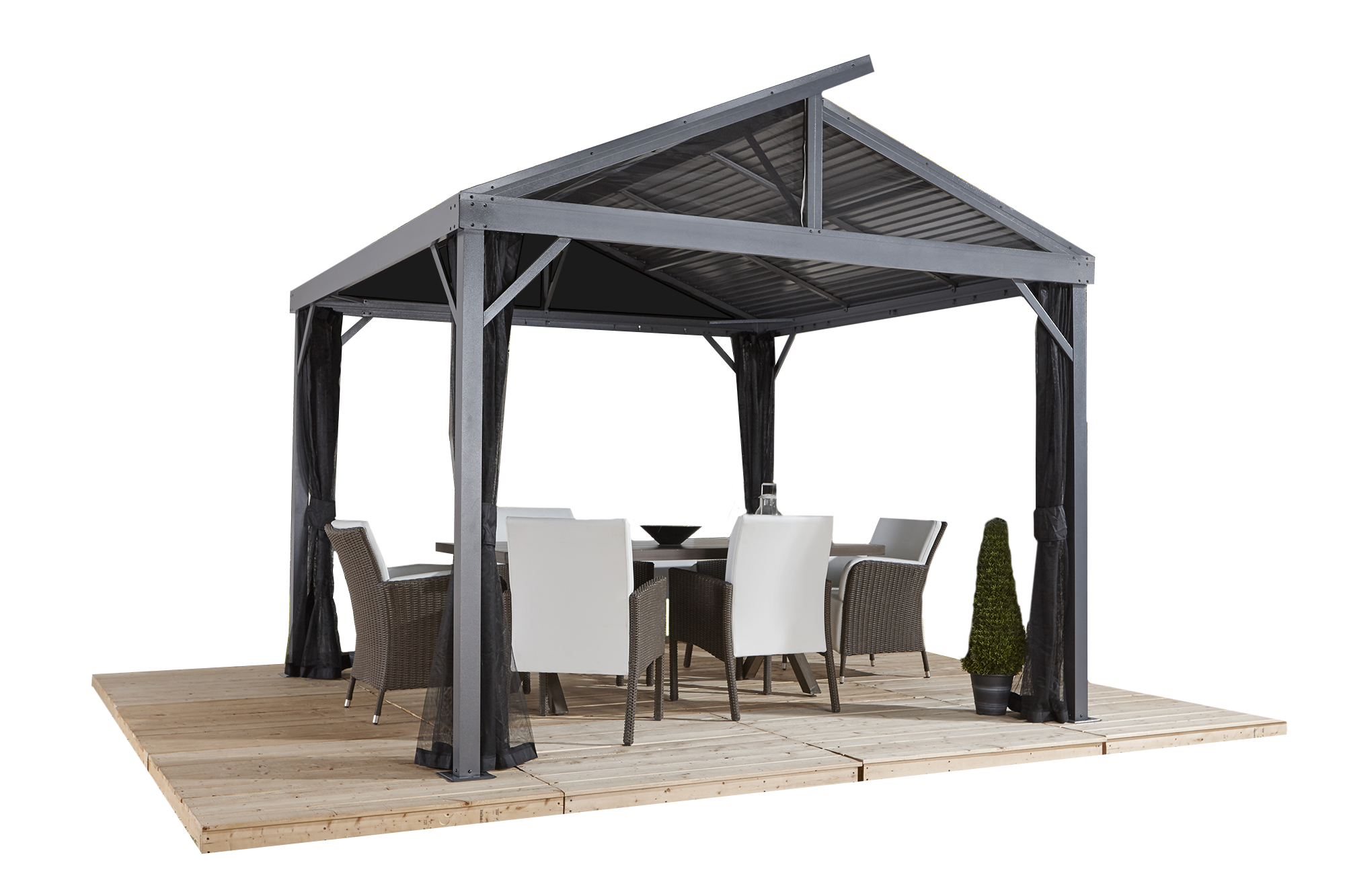 Sojag 8-ft x 8-ft Sanibel Light Grey Metal Square Screened Gazebo with  Steel Roof in the Gazebos department at