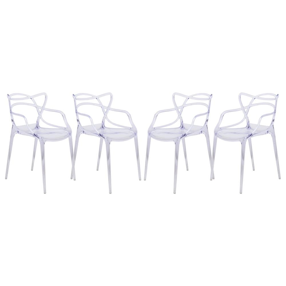 Leisuremod BG3143601 Milan Modern Wire Design Chair Set of 4