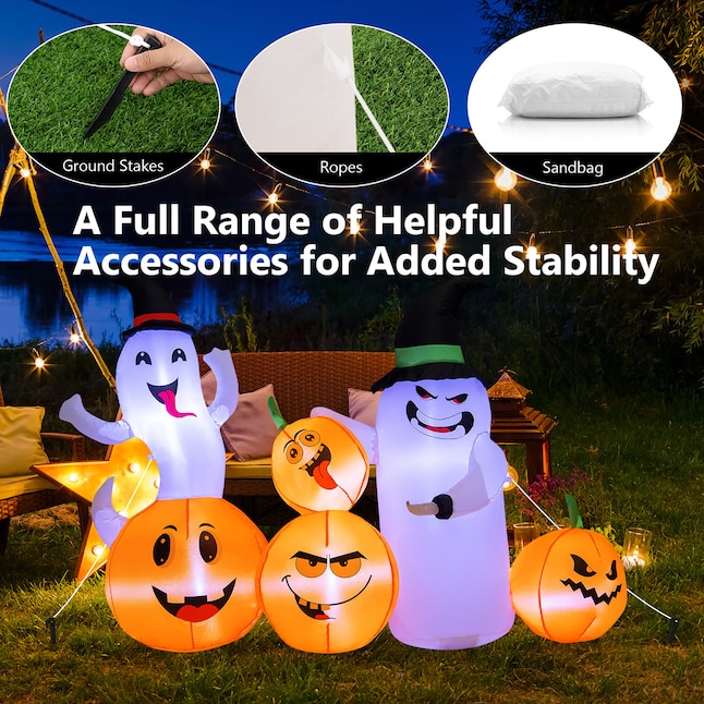 Goplus 4-ft Pre-Lit Happy Halloween Inflatable in the Outdoor Halloween ...