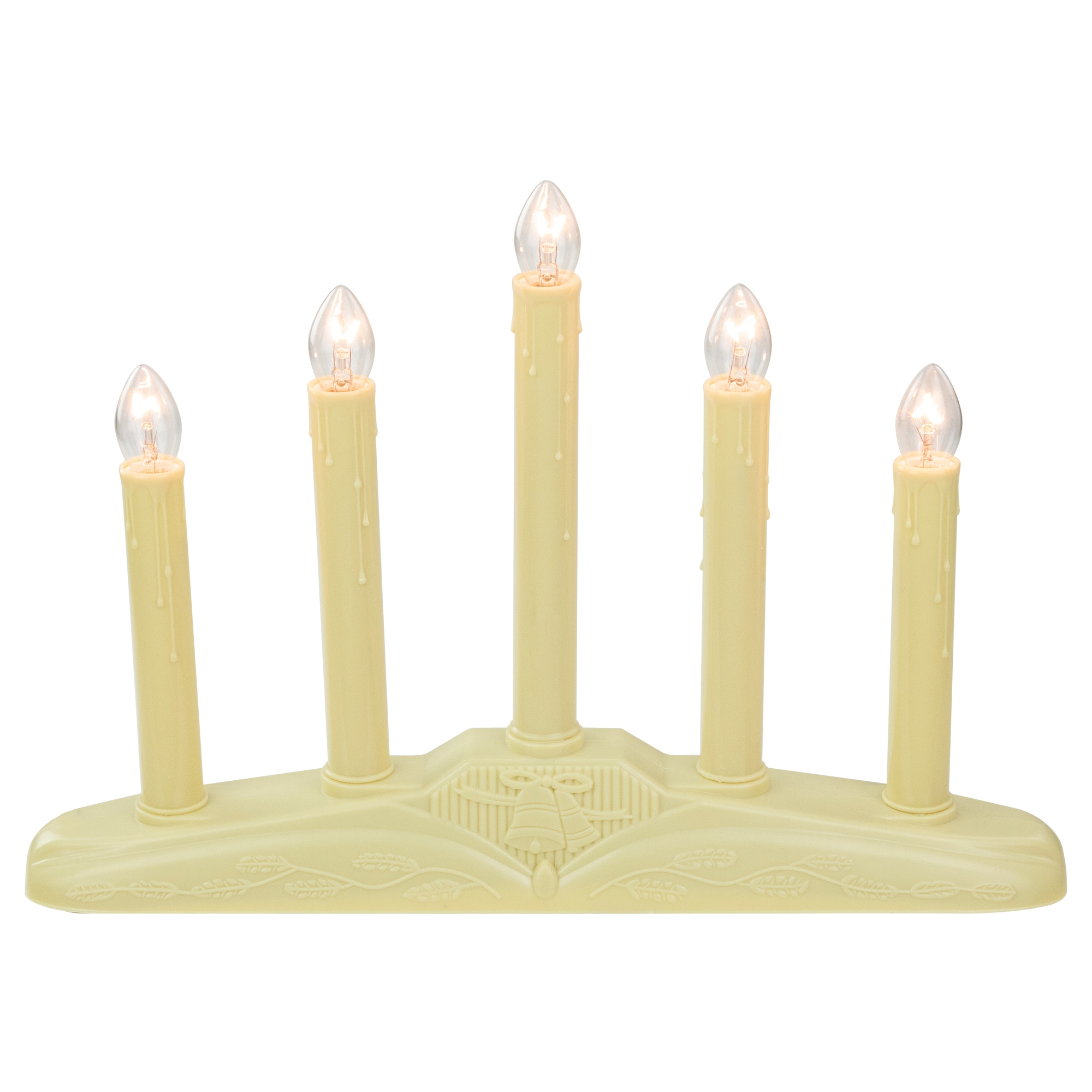 Ivory Winter Flame-Tipped 5-Light Candolier with Holly Accents