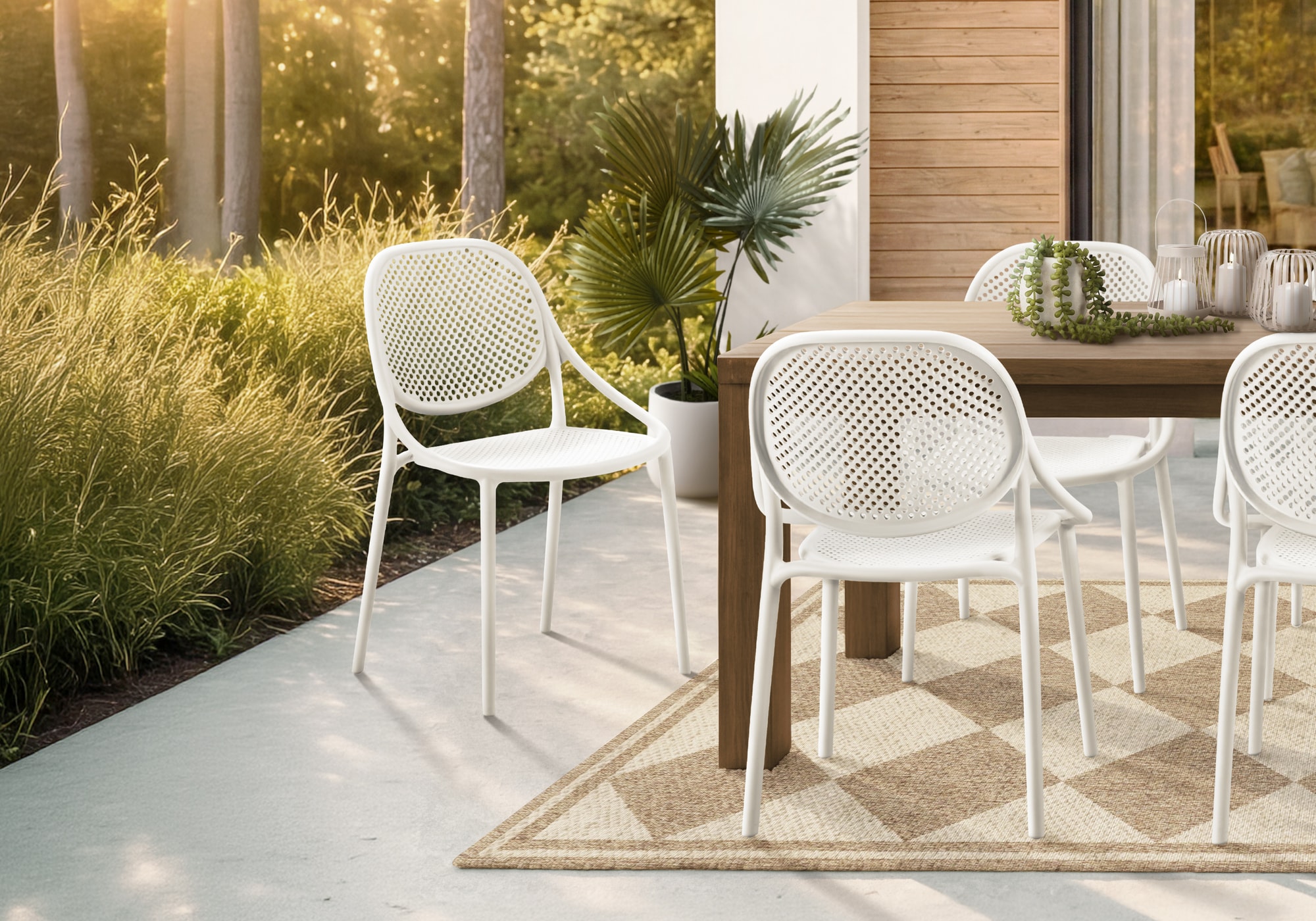 LOVMOR Set of 4 Modern Polypropylene Dining Side Chair Plastic Seat ...