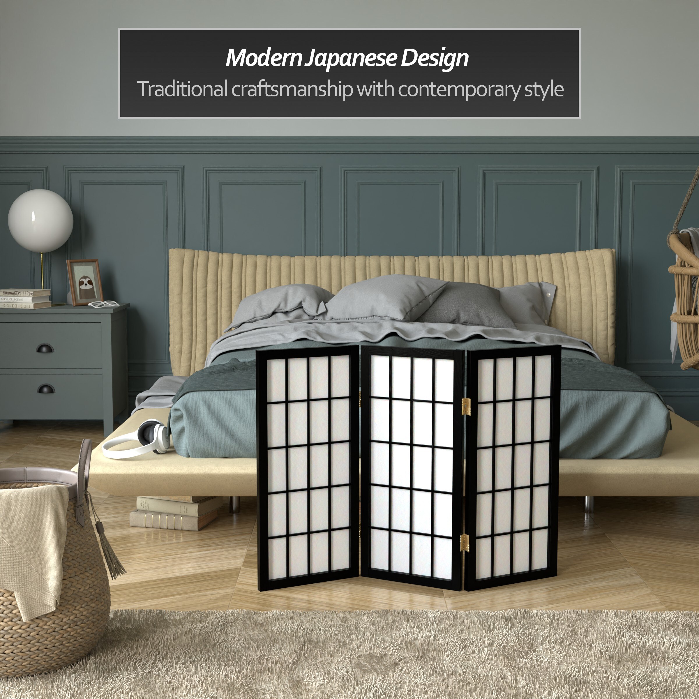 Oriental Furniture WP24-BLK-3P Indoor-Privacy-Screens - View #7