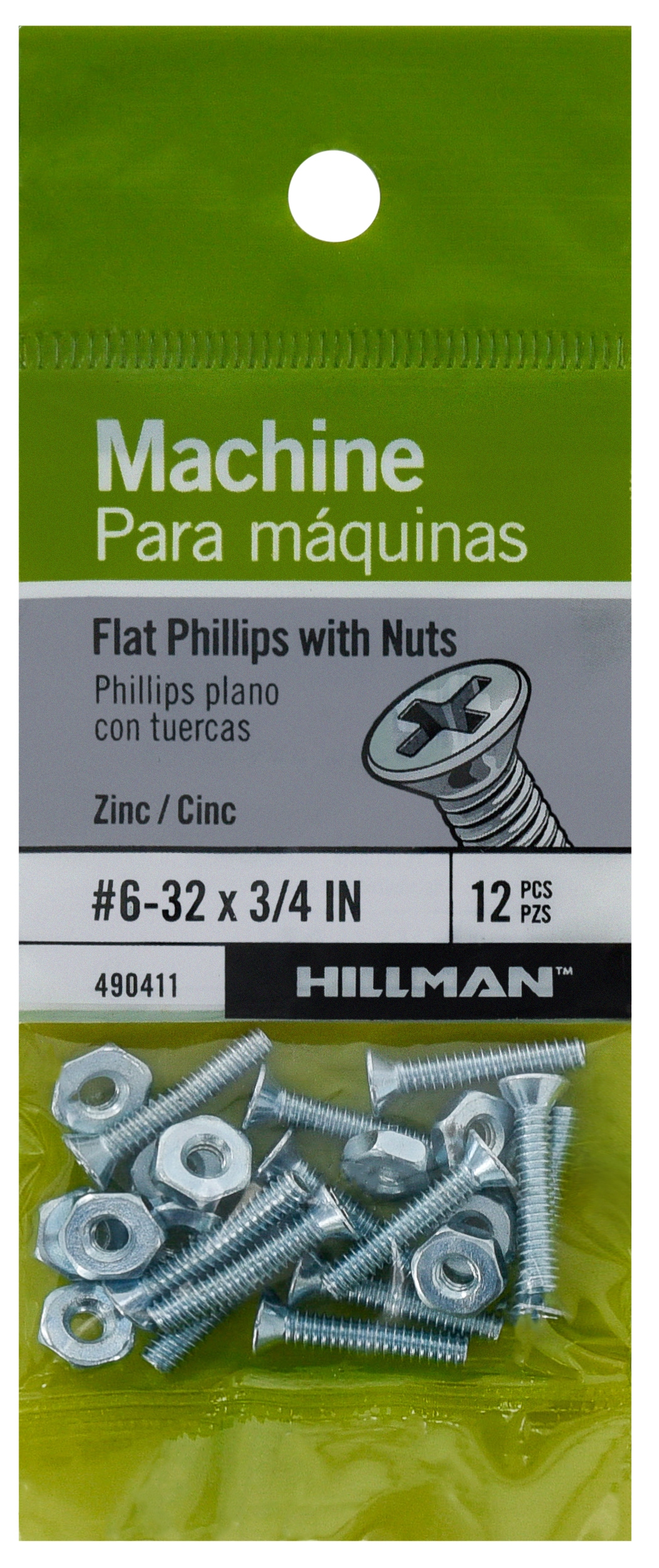 Hillman 490411 #6 - 32 x 3/4-in Phillips -Drive Machine screws ( 12 -Count )