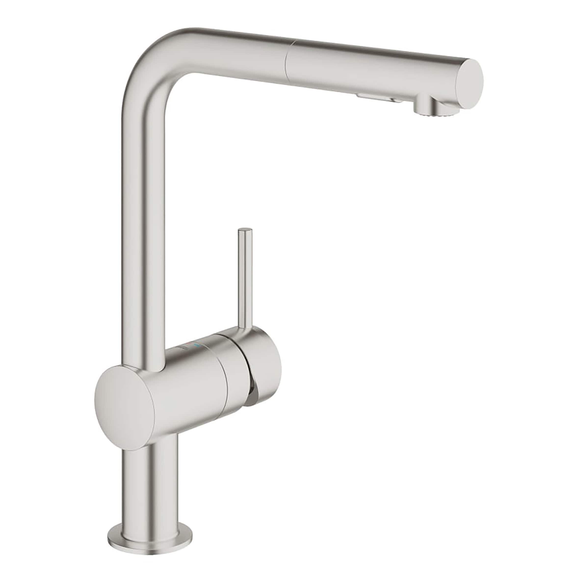 GROHE 30300DC0 Minta Super Steel Single Handle Deck-mount Pull-out Kitchen Faucet