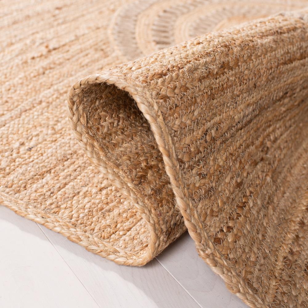 Hand-Knotted Beige Natural Fiber Rectangular Area Rug - 5'x8'