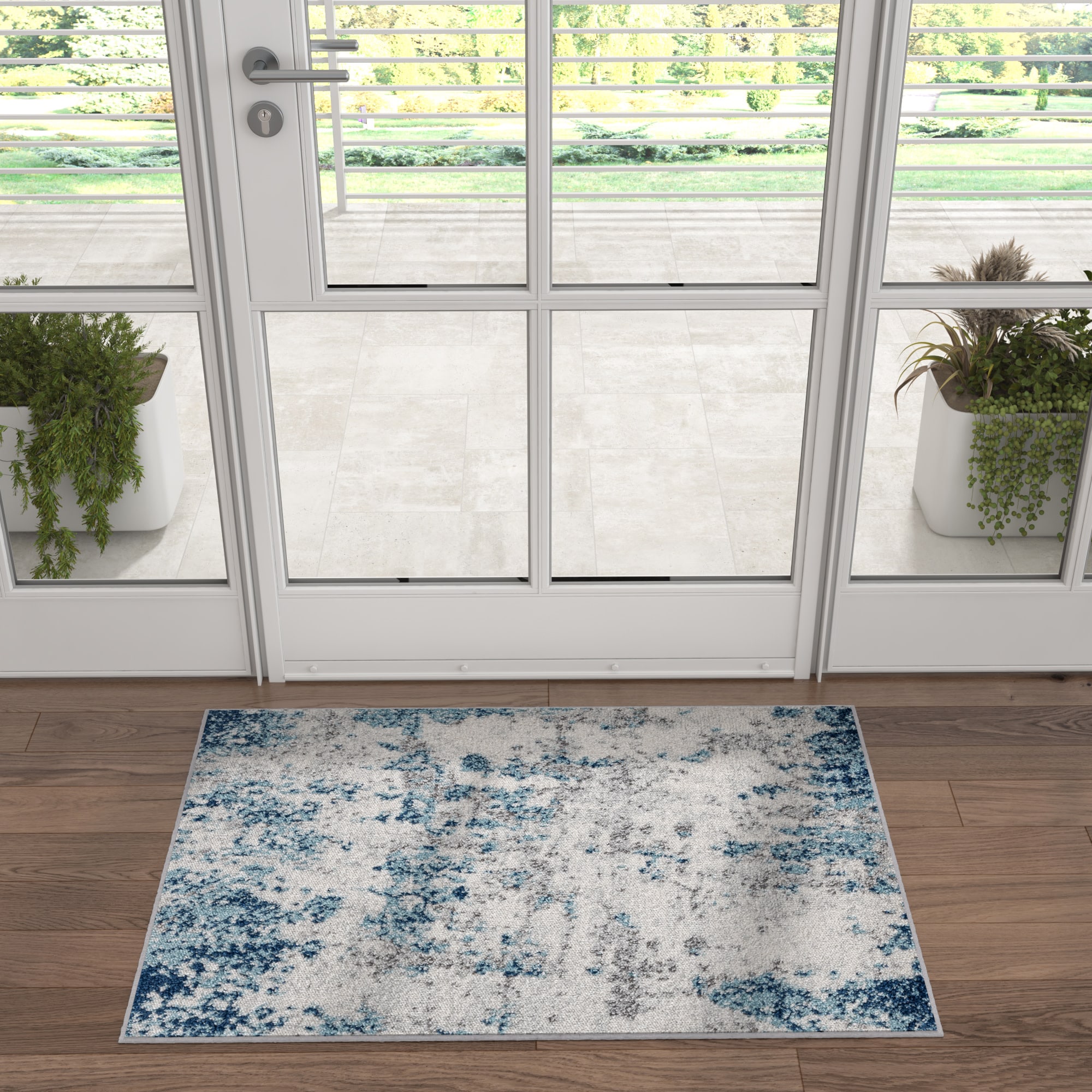 Tayse DIA1101 2X3 Diamond 2 x 3 (ft) Loomed Polypropylene Blue Rectangular Indoor Abstract Industrial Throw rug