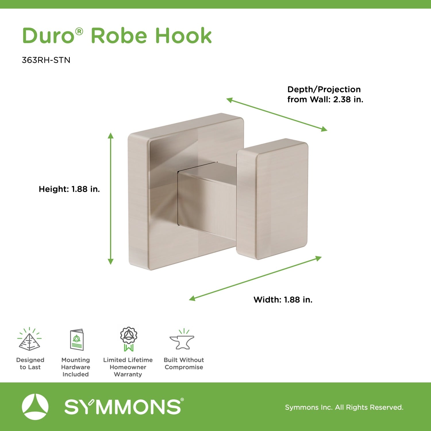 Symmons 363RH-STN Robe-Hooks - View #5
