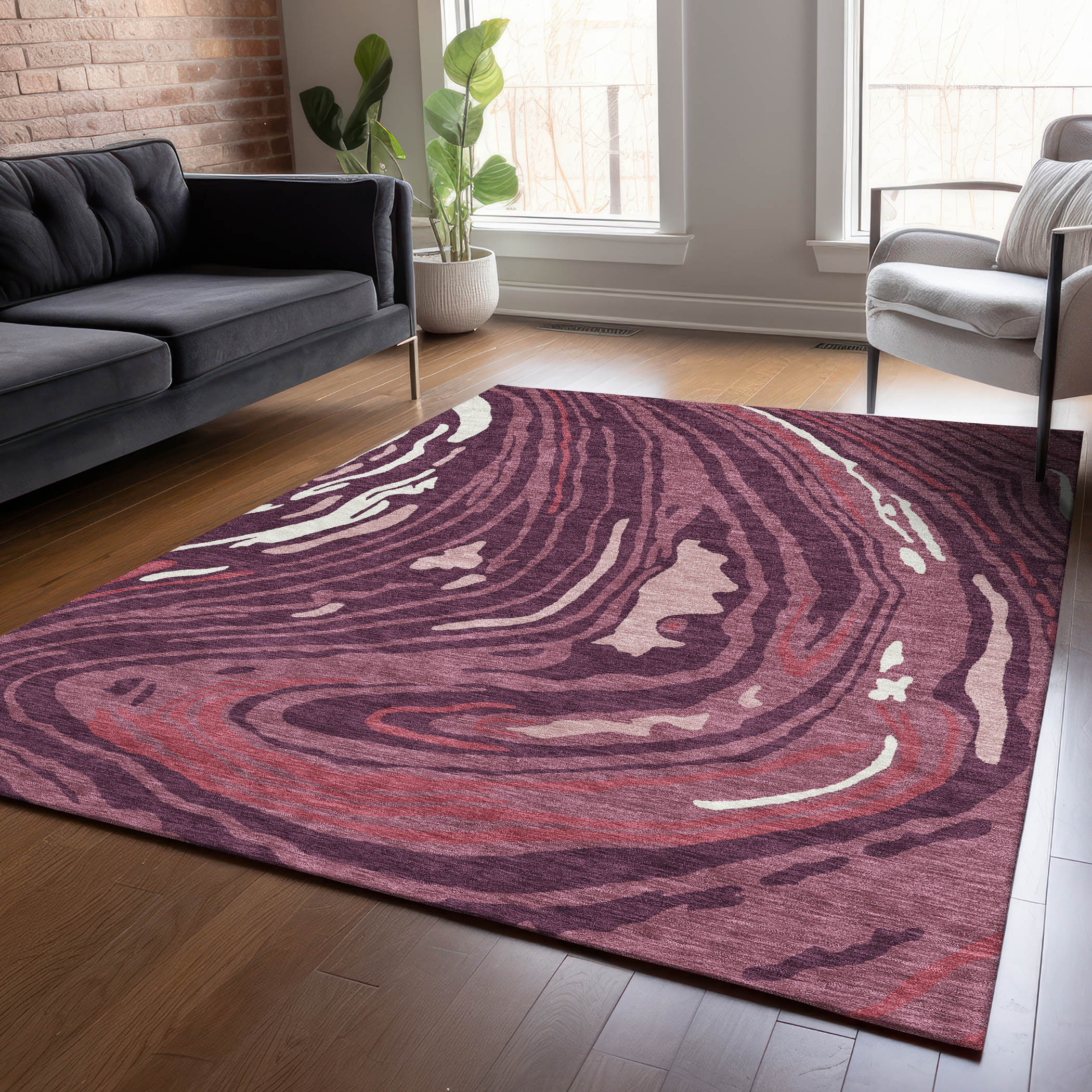 Addison Rugs ACN1051GA3X5 Chantille ACN1051GA 3 x 5 (ft) Polyester Garnet Rectangular Indoor/Outdoor Geometric Machine washable Area rug