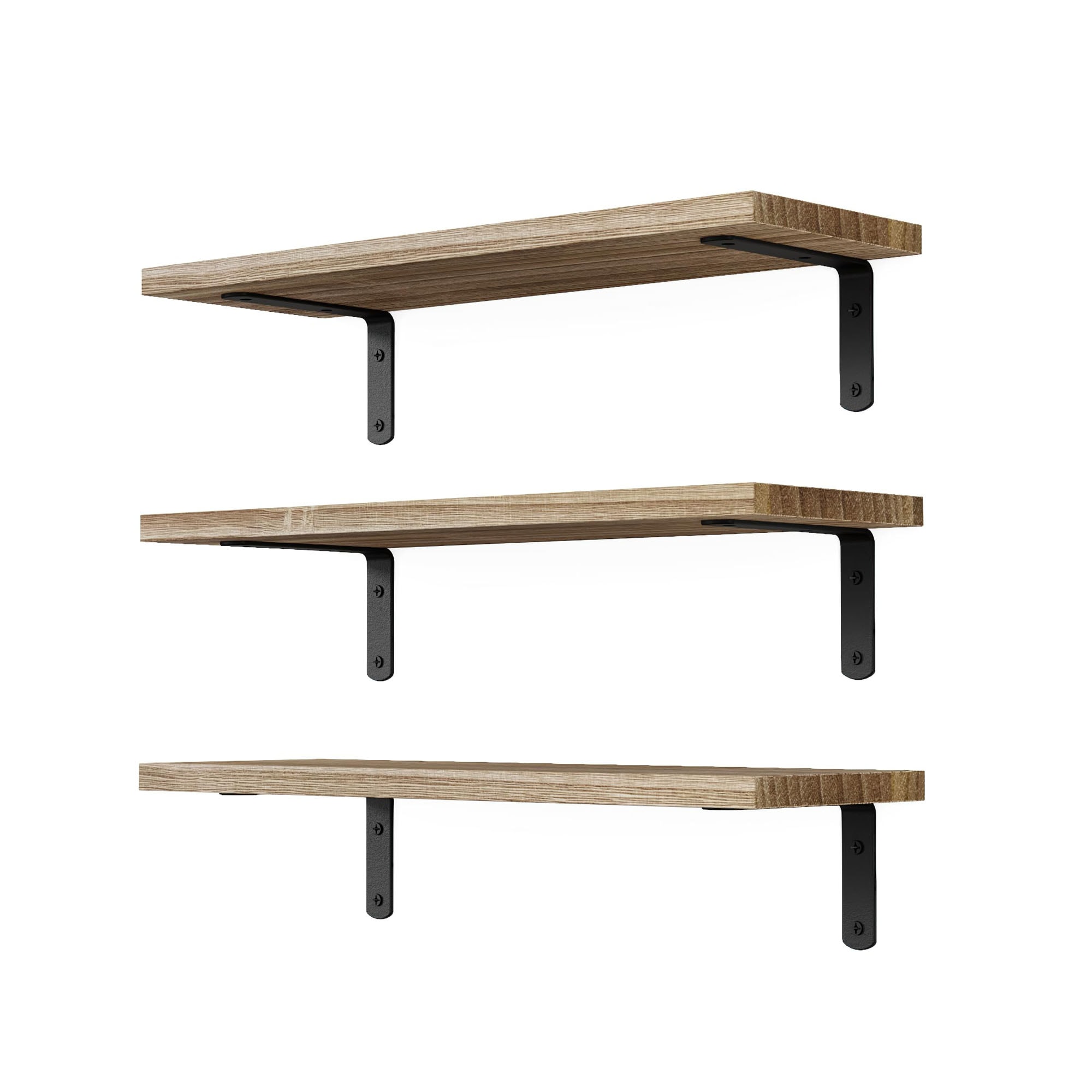 Etokfoks  16 5 in W x 5 5 in D x 0 6 in H Rustic Brown Wall Mounted Floating Shelves Set of 3