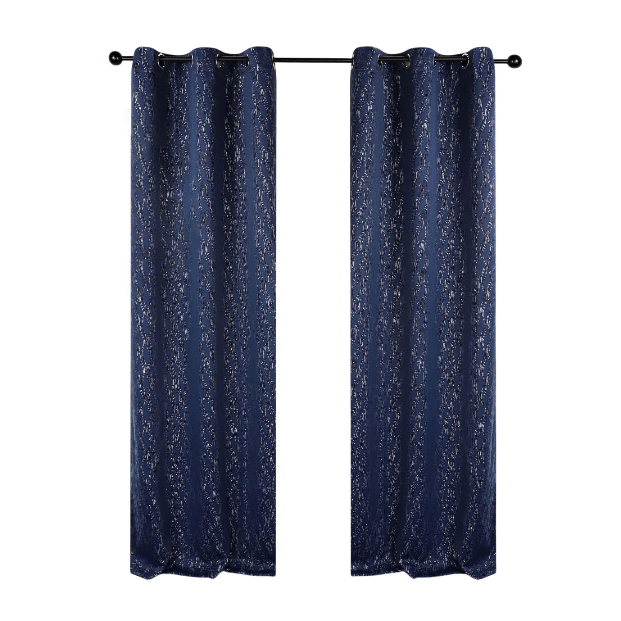 Slickblue Set of 2 Bedroom Textured Wave Room Darkening Blackout Polyester Grommet Curtain Panels UV Blocking Privacy Curtains for Living Room Home Office Multiple Size and Color Options