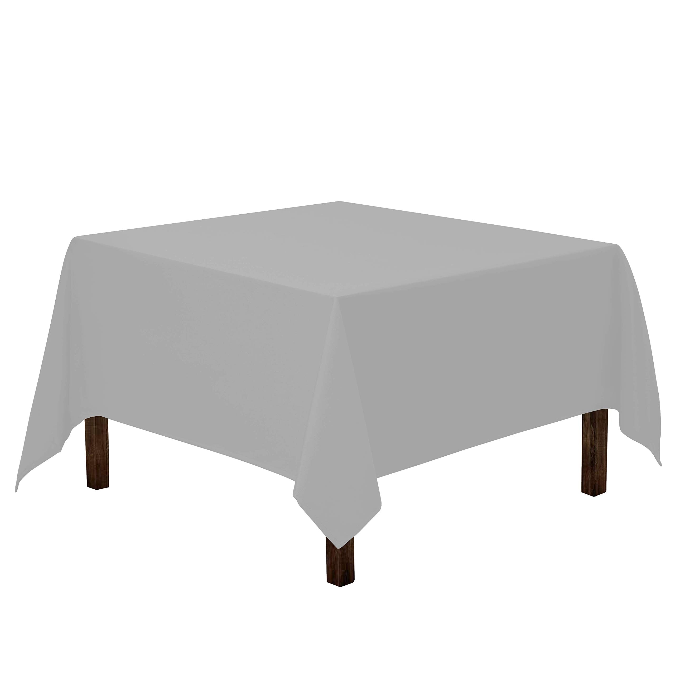 Gee Di Moda  Square Tablecloth - 70 x 70 Inch Silver Square Table Cloth - Heavy Duty Washable Fabric - for Buffet Table Holiday Party Dinner Wedding and Baby Shower