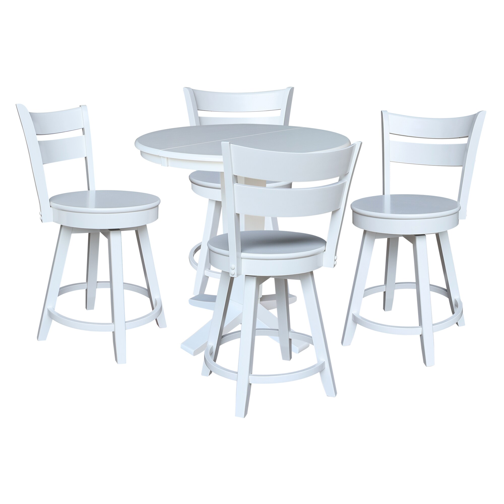 International Concepts K08-36RXT-23-S800SW4 White Traditional Dining Room Set with Round Table ( Seats 4 )