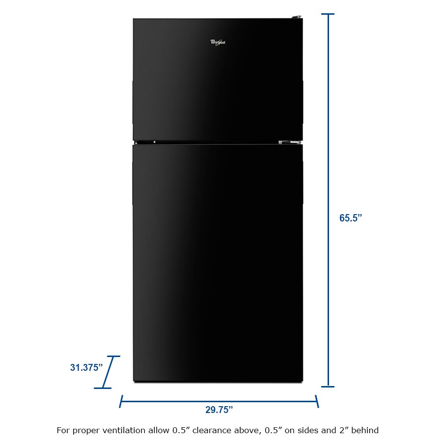 whirlpool 14.3 cu ft top freezer refrigerator black