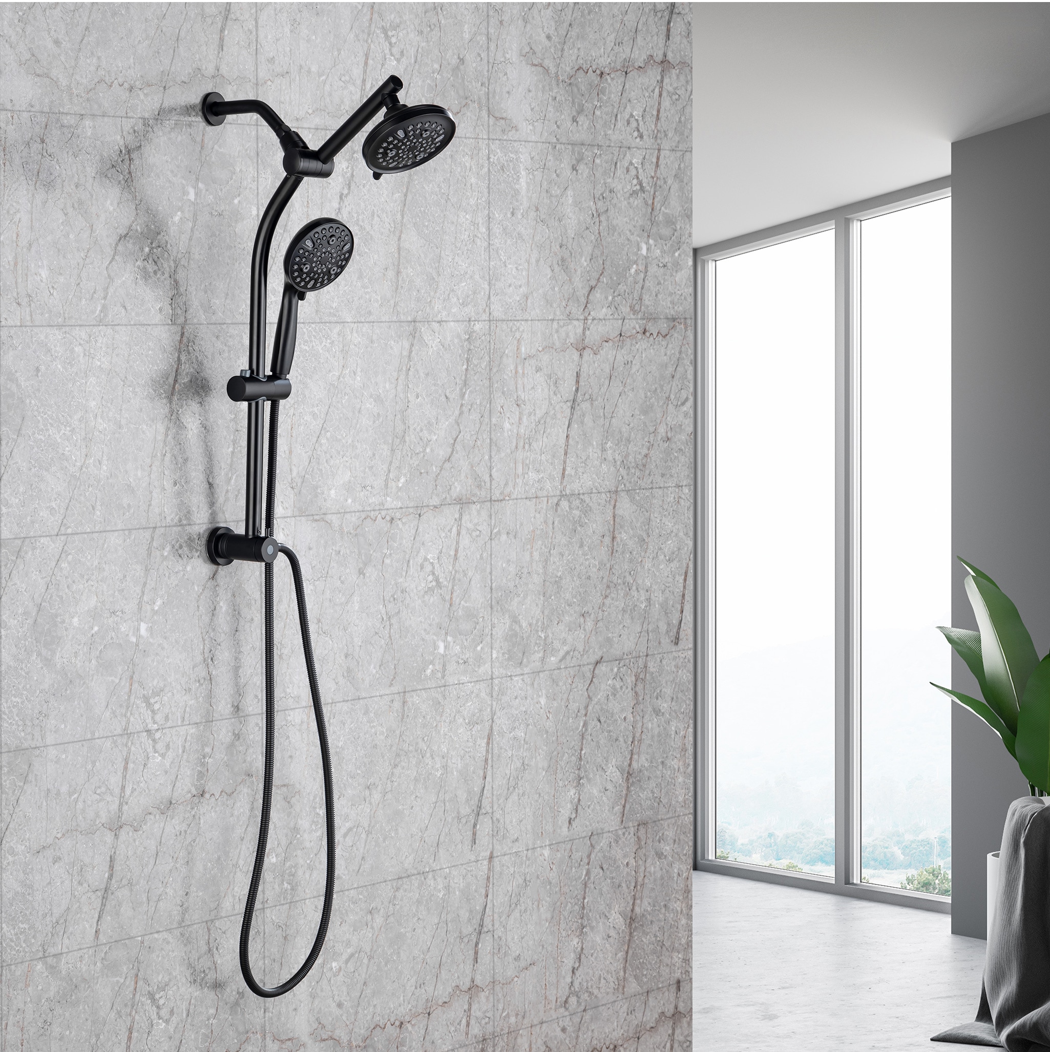Rainlex Shower system with Rain Shower Head and Handheld Shower Matte Black