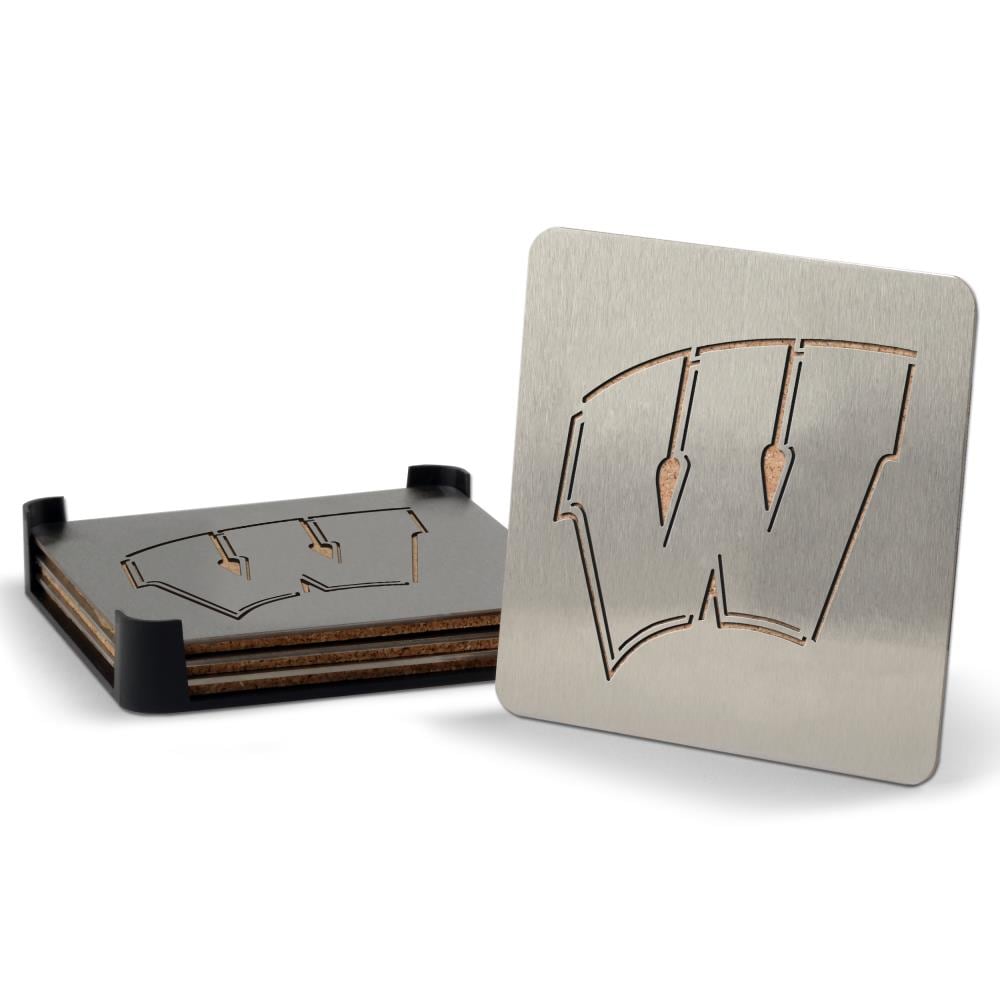 Pack of 4 NCAA Wisconsin Badgers Coaster Set with Team Logo 