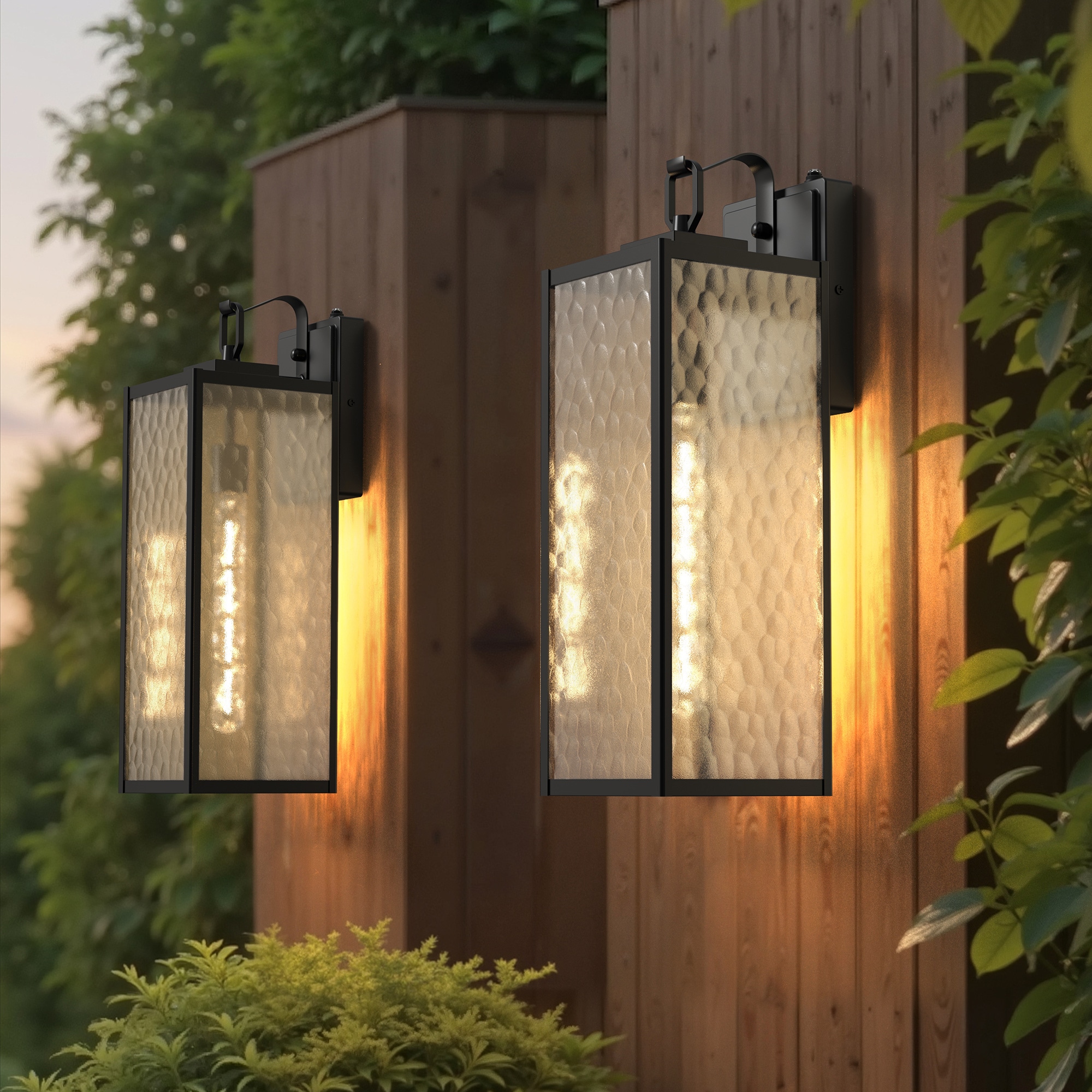YANSUN 2 -Light 16-in H Matte Black Hardwired Outdoor Wall Light