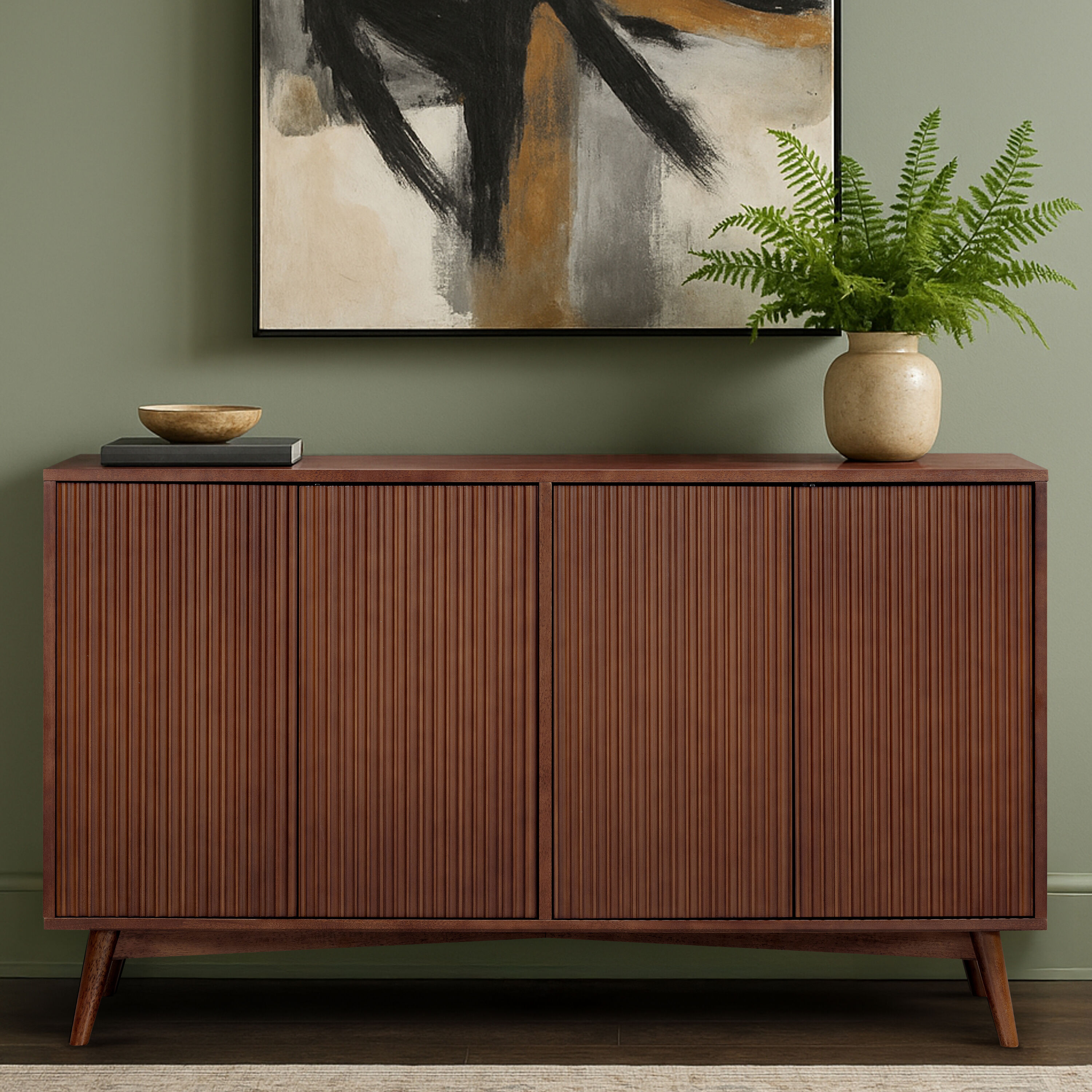 Tremolo Contemporary/Modern Walnut Acacia Sideboard