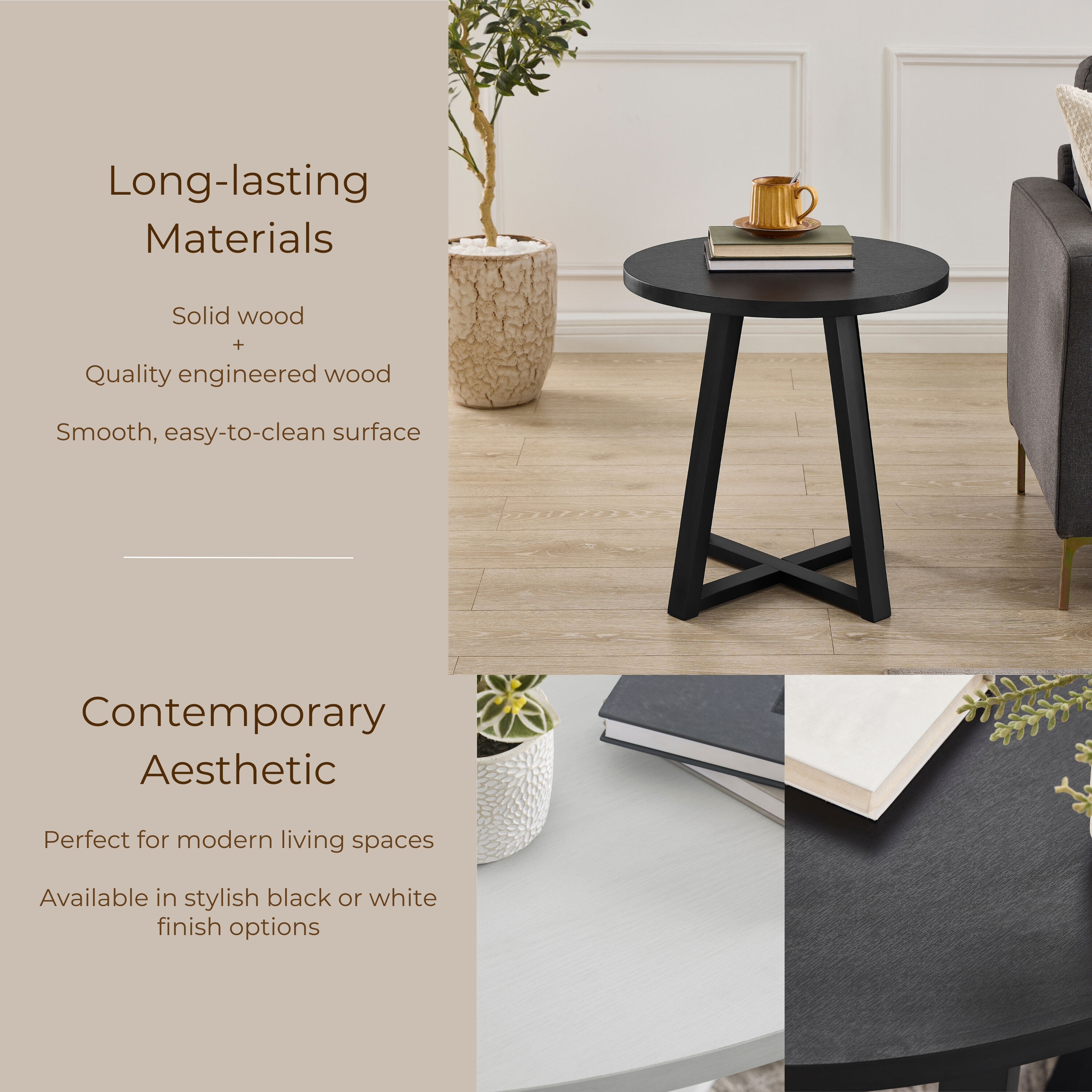 Roundhill Furniture OE0165BK End-Tables - View #4