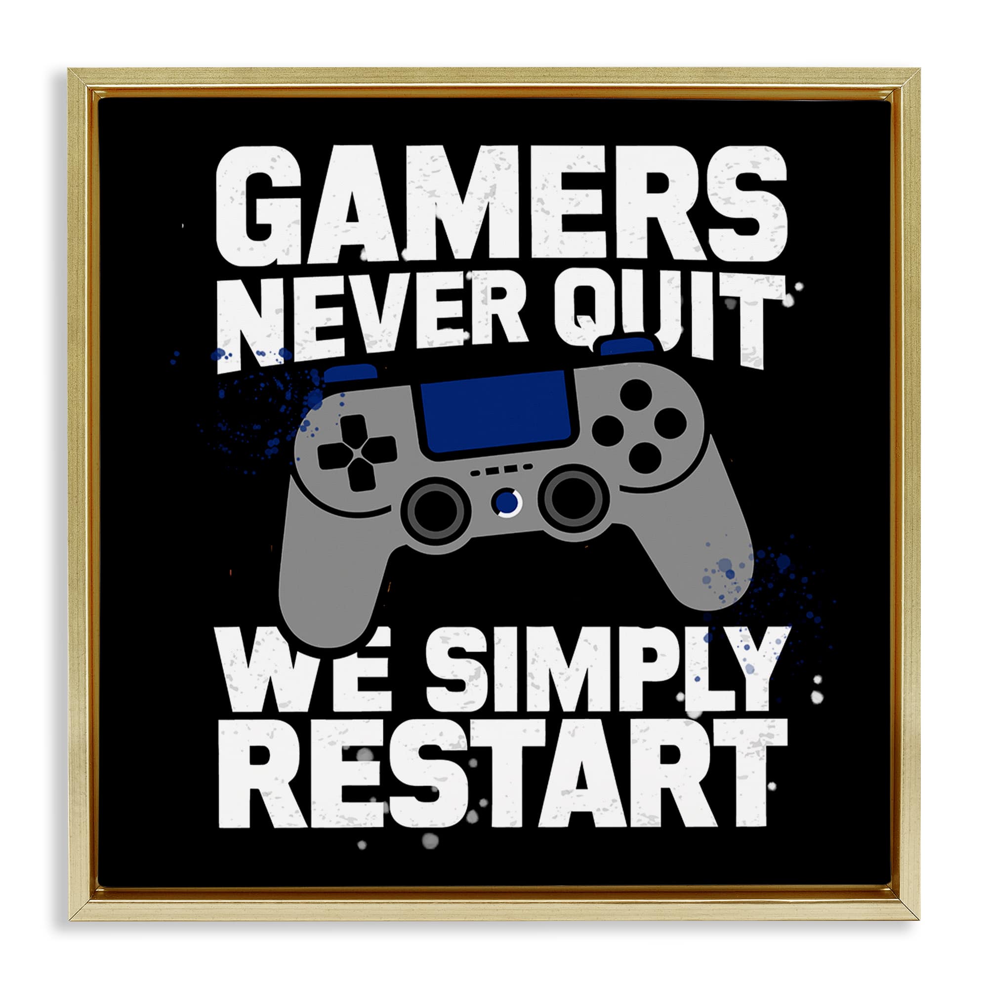 Stupell Industries BS-053-FFG-17X17 Gamers Never Quit Phrase Floating Frame design by Kim Allen