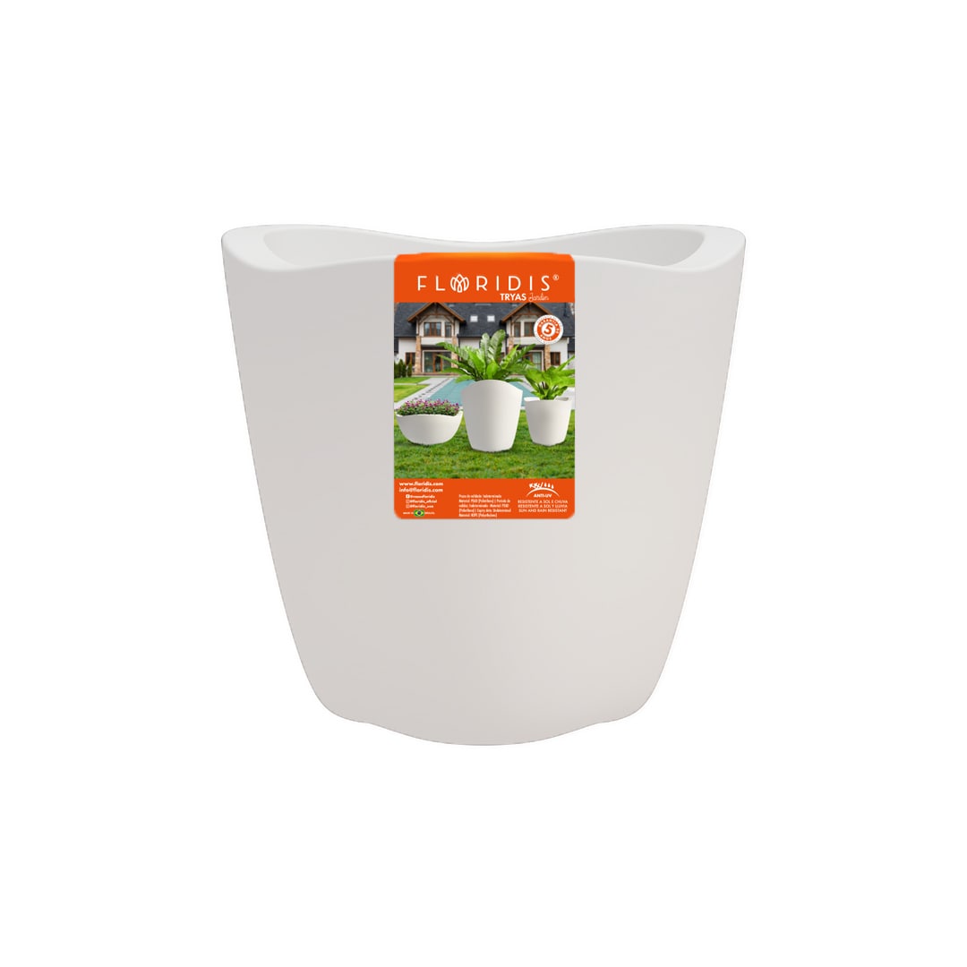 FLORIDIS 10161186 Round 9.875-in W White HDPE Indoor/Outdoor Planter