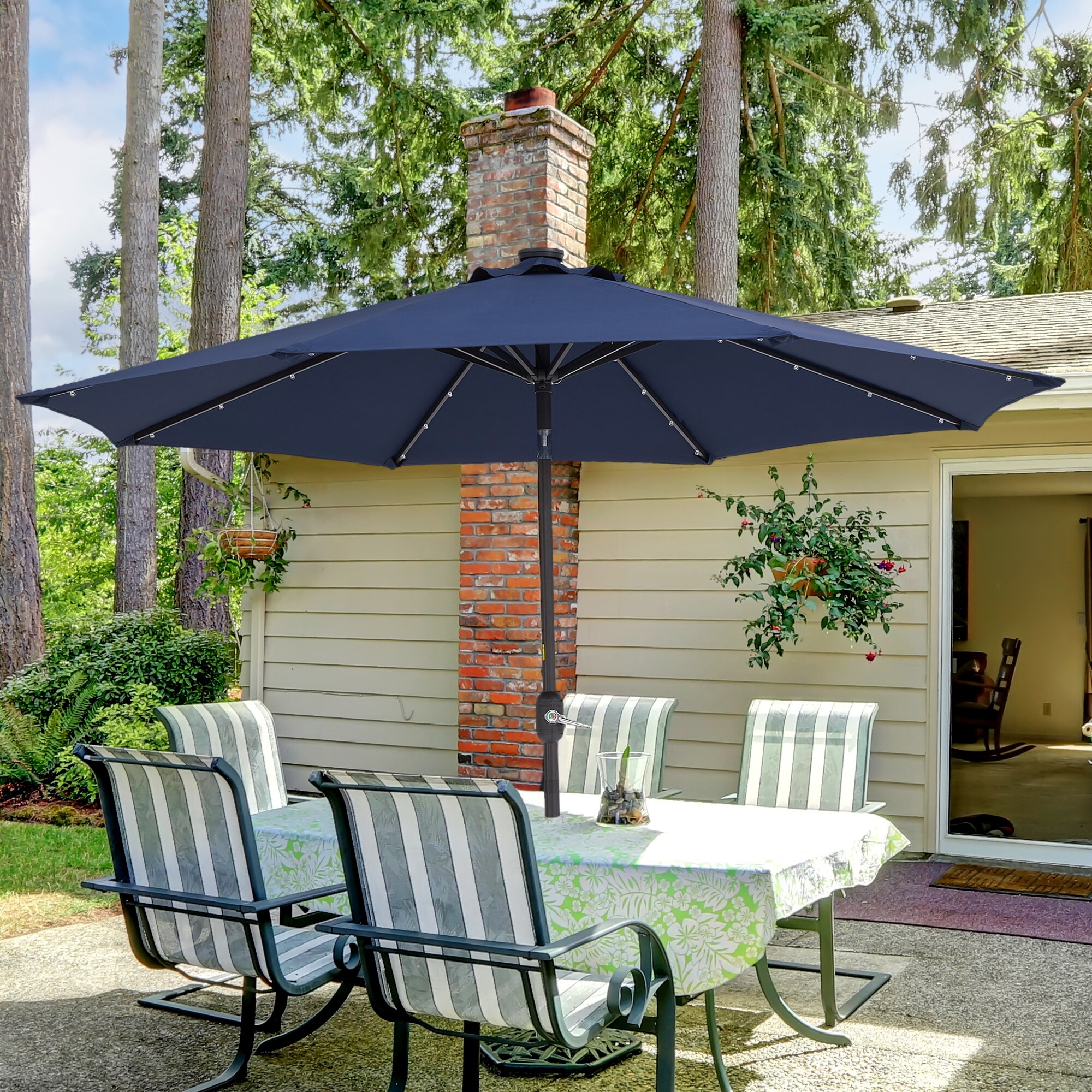 WELLFOR Dark Blue Polyester Umbrella Patio Furniture Cover in the Patio ...