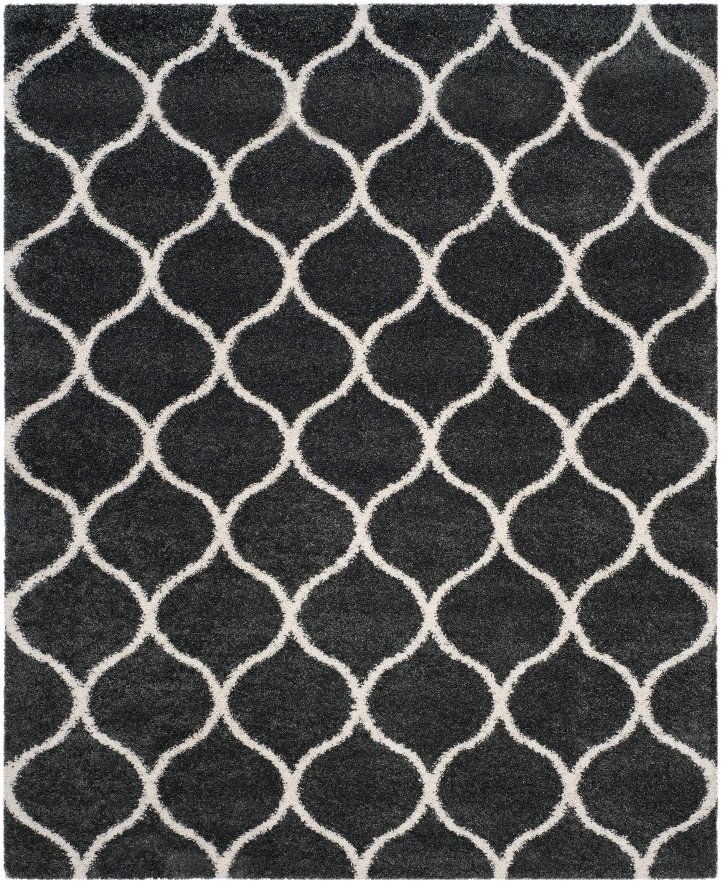 Safavieh SGH280G-9 Hudson Hathaway Shag 9 x 12 (ft) Loomed Polypropylene Dark Gray/Ivory Rectangular Indoor Trellis Area rug