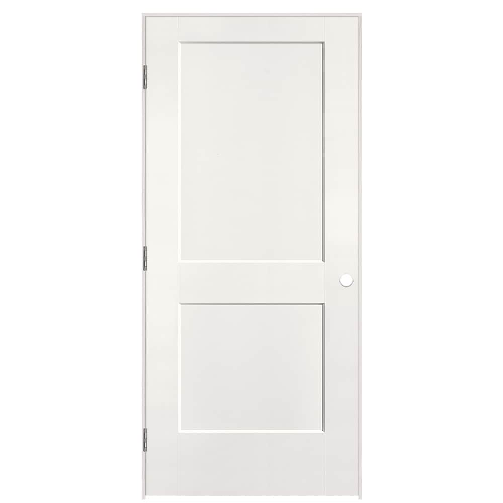 Masonite 895951 36-in x 80-in White Solid core 2-panel Right hand Smooth Prefinished Molded composite Flat Jamb Single Prehung Interior Door