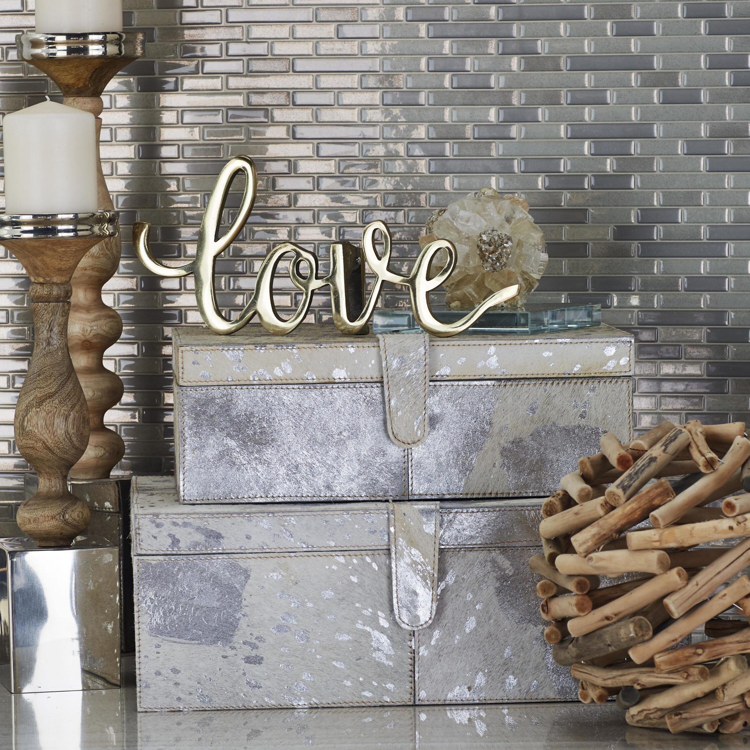 Grayson Lane 95030 2 -Pack Silver Wood Glam Decorative box