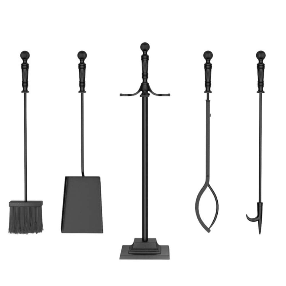SUGIFT 4 Piece Fireplace Tool Set with Stand and Heat Resistant Handles #QLLSSGH037