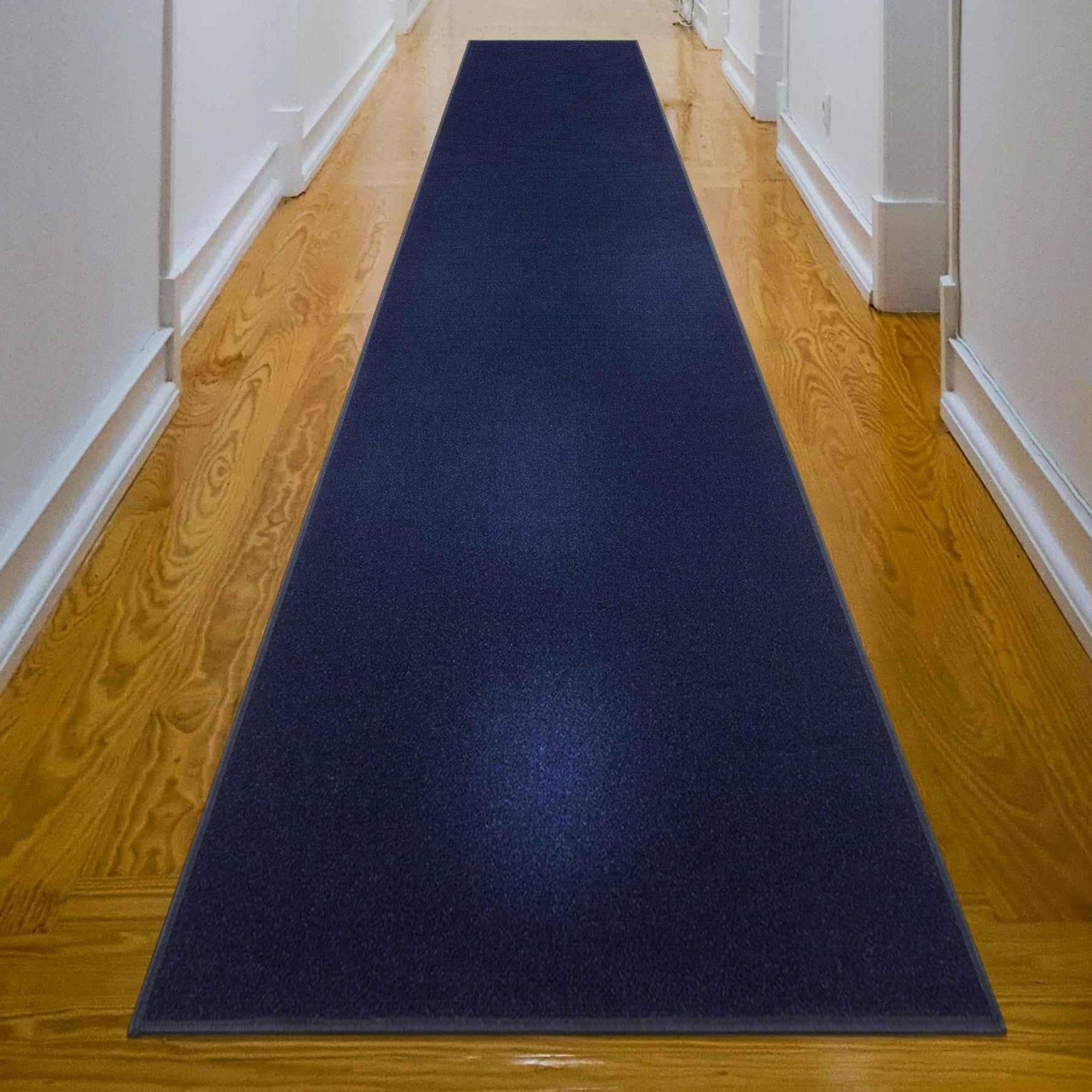 Ottomanson CLS9506-3X10 Non-Slip Hallway Runner 3 x 10 (ft) Loomed Nylon Navy Rectangular Indoor Solid Runner rug