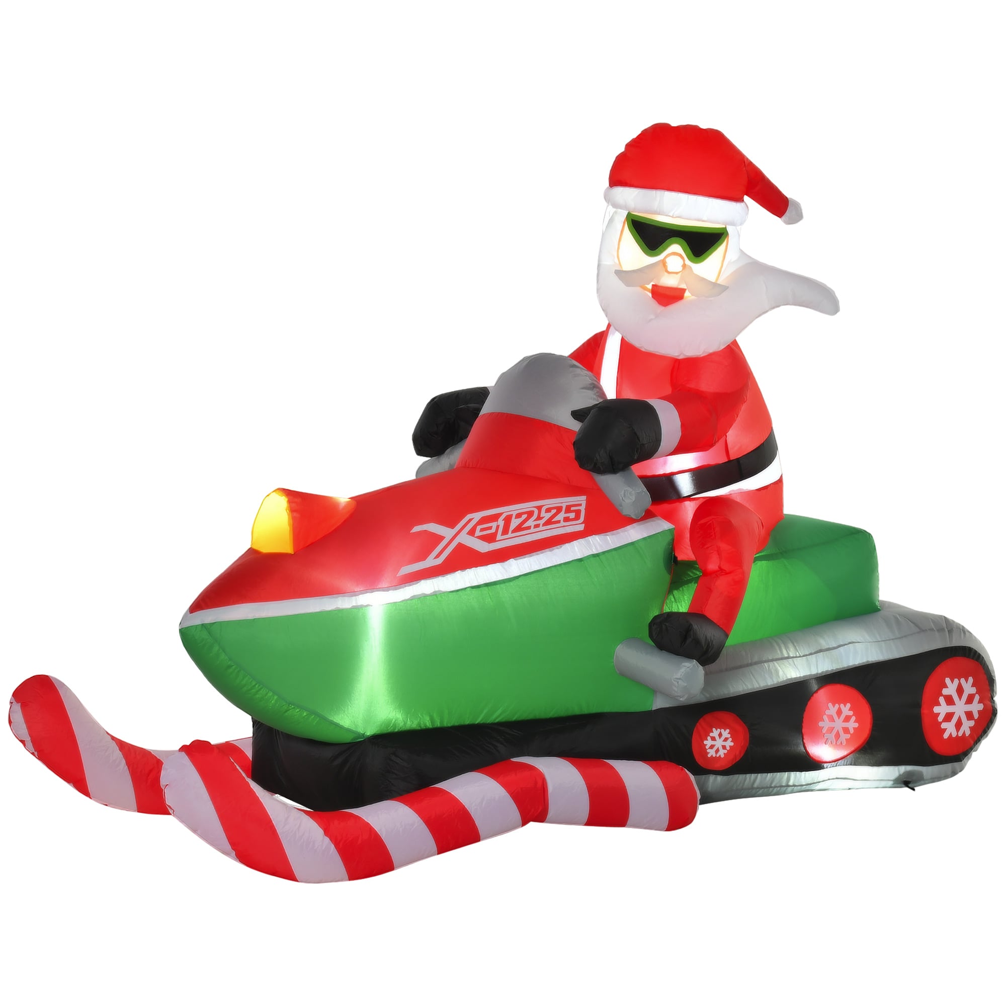 LOVMOR HOMCOM 7ft Christmas Inflatable Santa Snowmobile Outdoor LED Decor