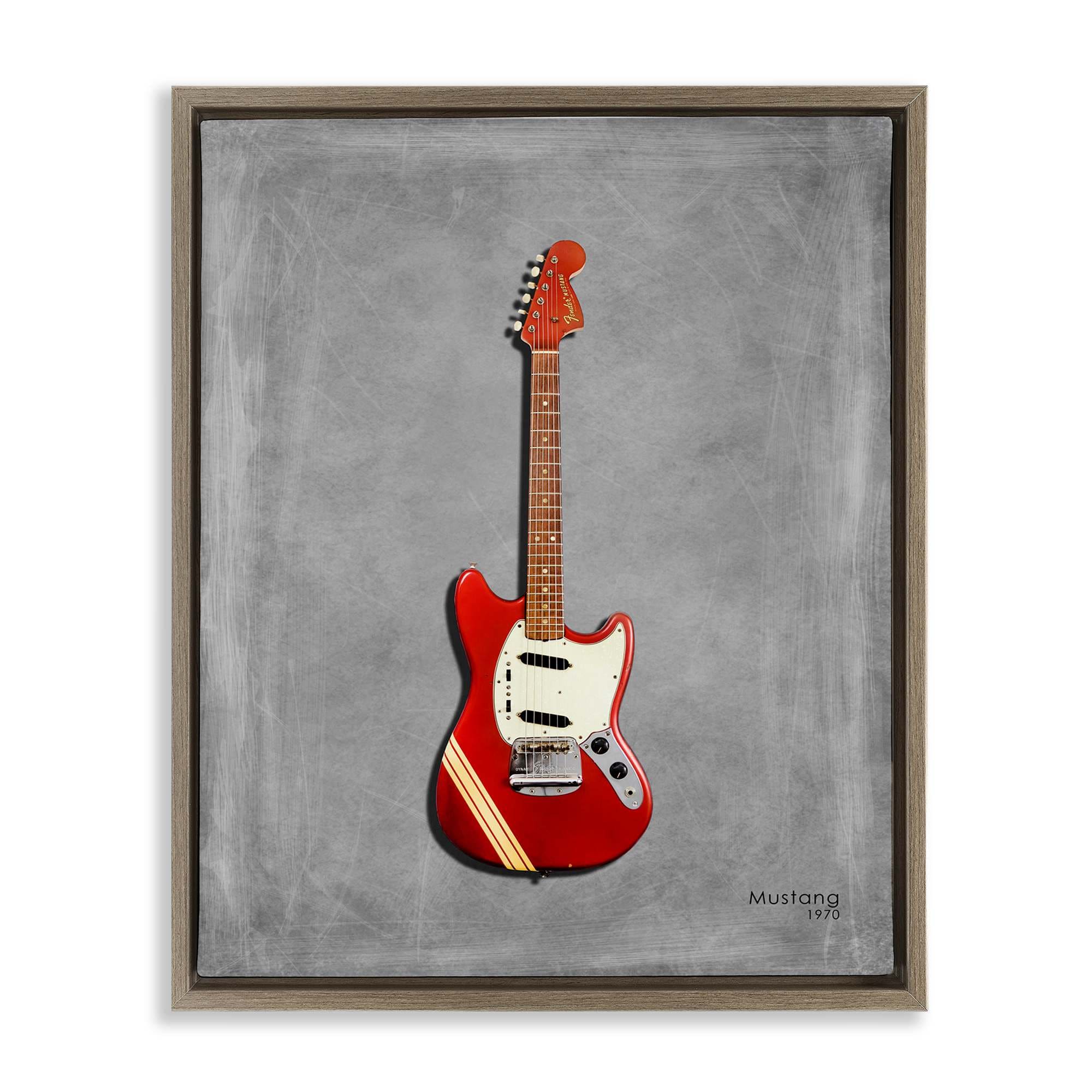 Stupell Industries BS-532-FFE-16X20 Red Guitar on Grey Floating Frame design by Mark Rogan