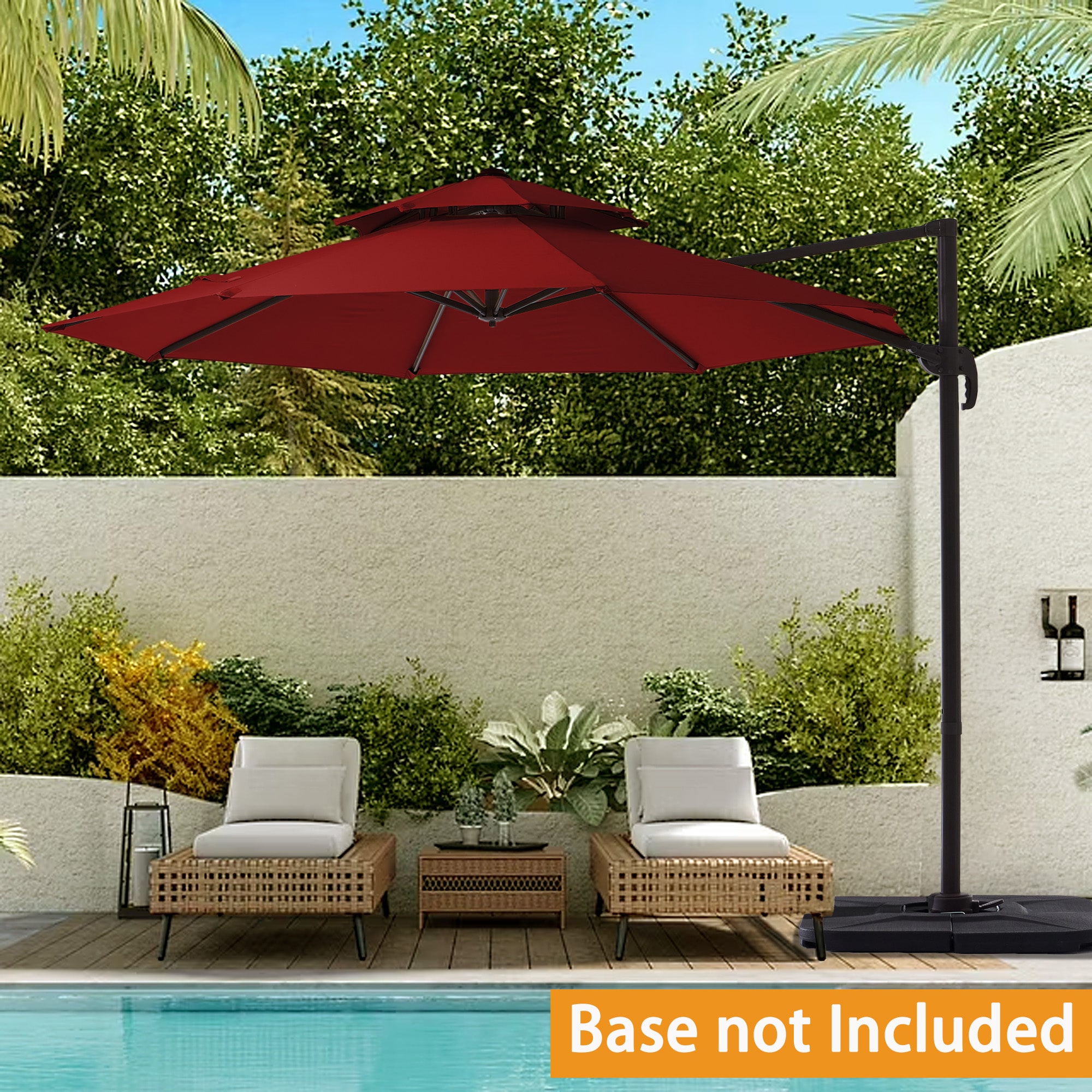 JEAREY JE-LKLM-13FT-RD 13-ft Aluminum Red Crank Cantilever Patio Umbrella